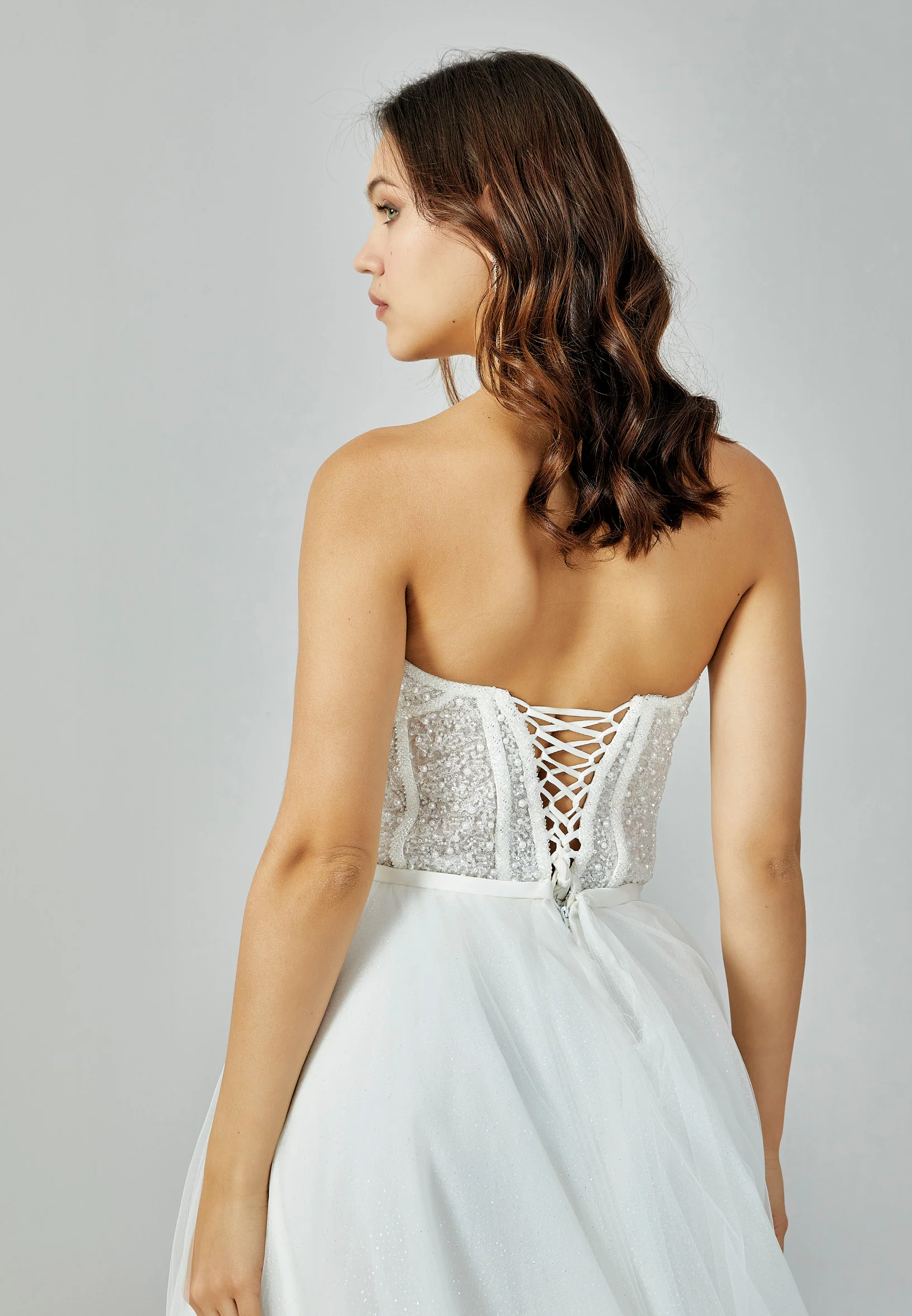 Strapless Maxi Tulle Regular Wedding Dress abb22101 - Image 3