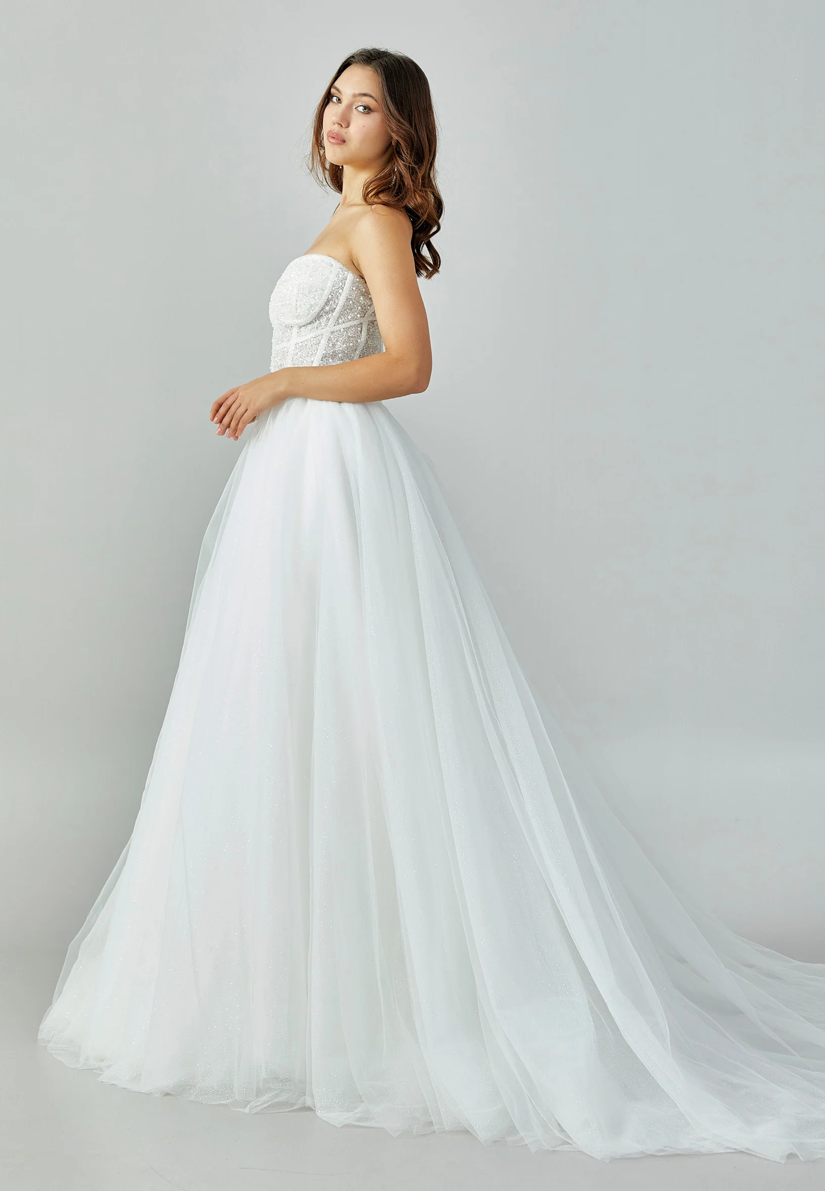 Strapless Maxi Tulle Regular Wedding Dress abb22101 - Image 6