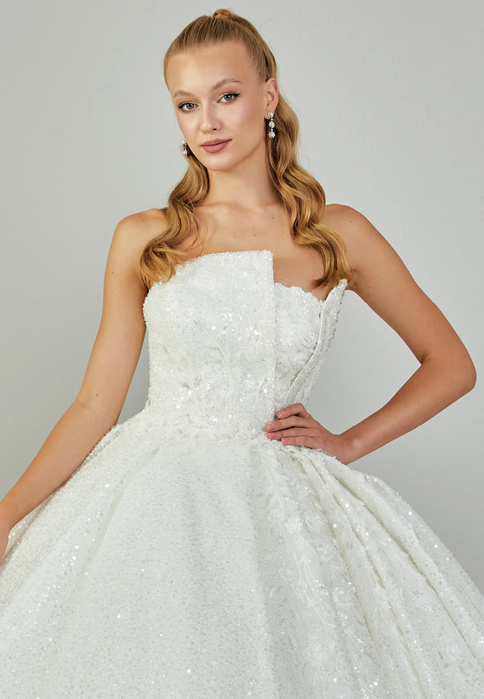 Strapless Maxi Tulle Regular Wedding Dress abb24044 - Image 4
