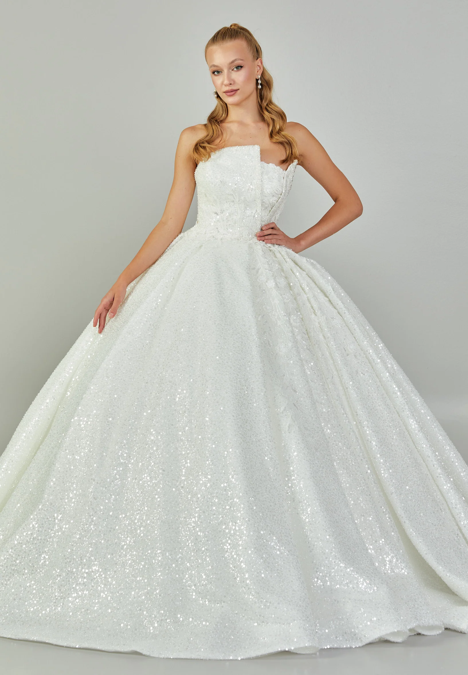 Strapless Maxi Tulle Regular Wedding Dress abb24044 - Image 5