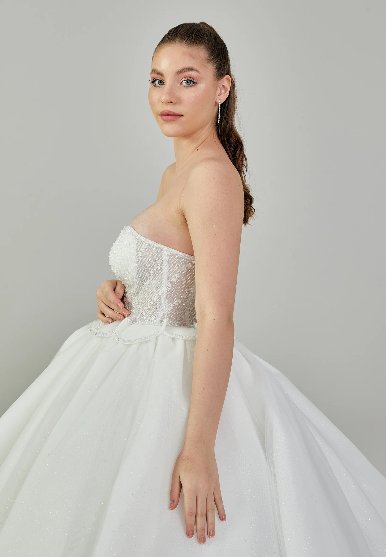 Strapless Maxi Tulle Regular Wedding Dress blv3500025 - Image 2