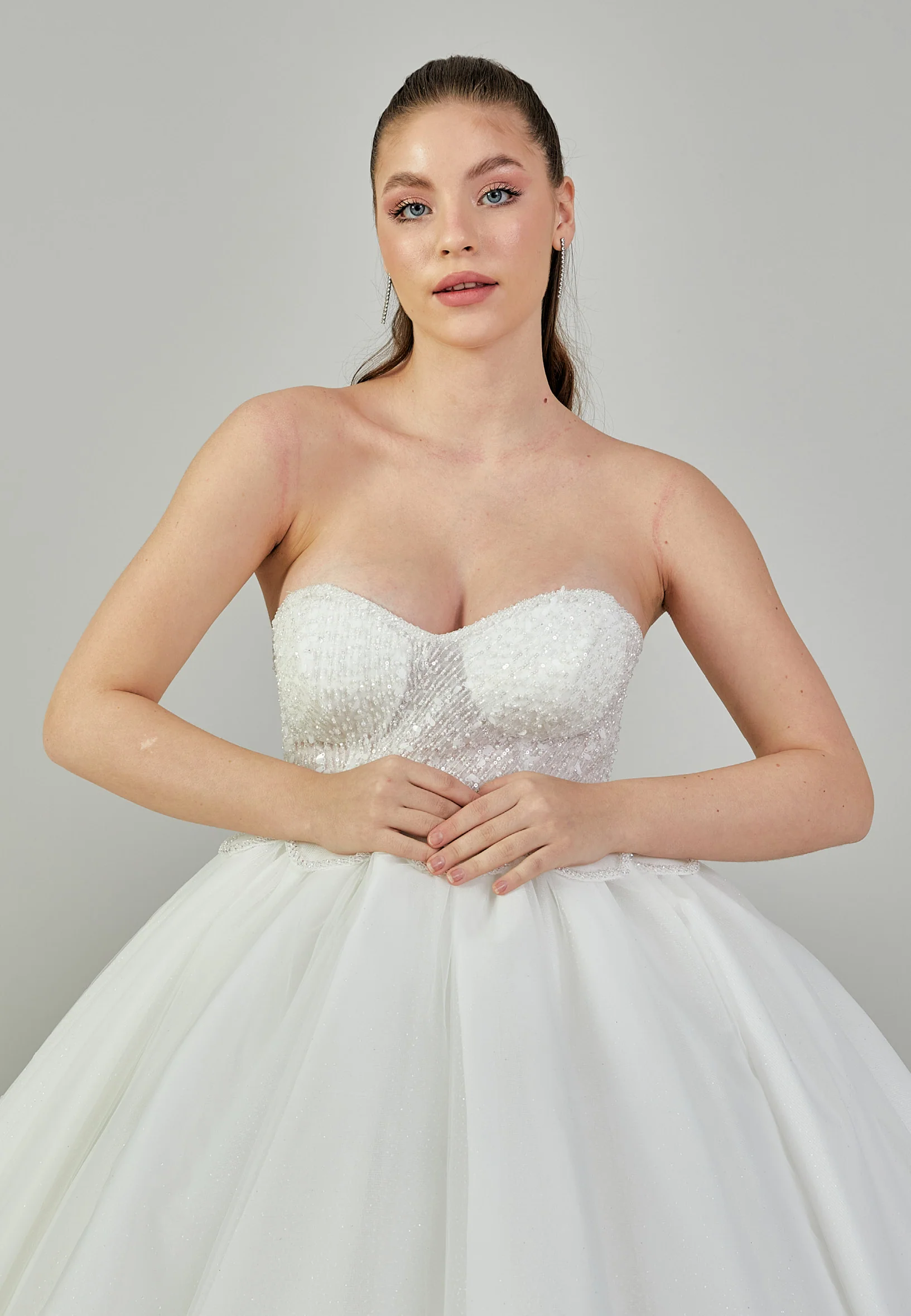 Strapless Maxi Tulle Regular Wedding Dress blv3500025 - Image 3