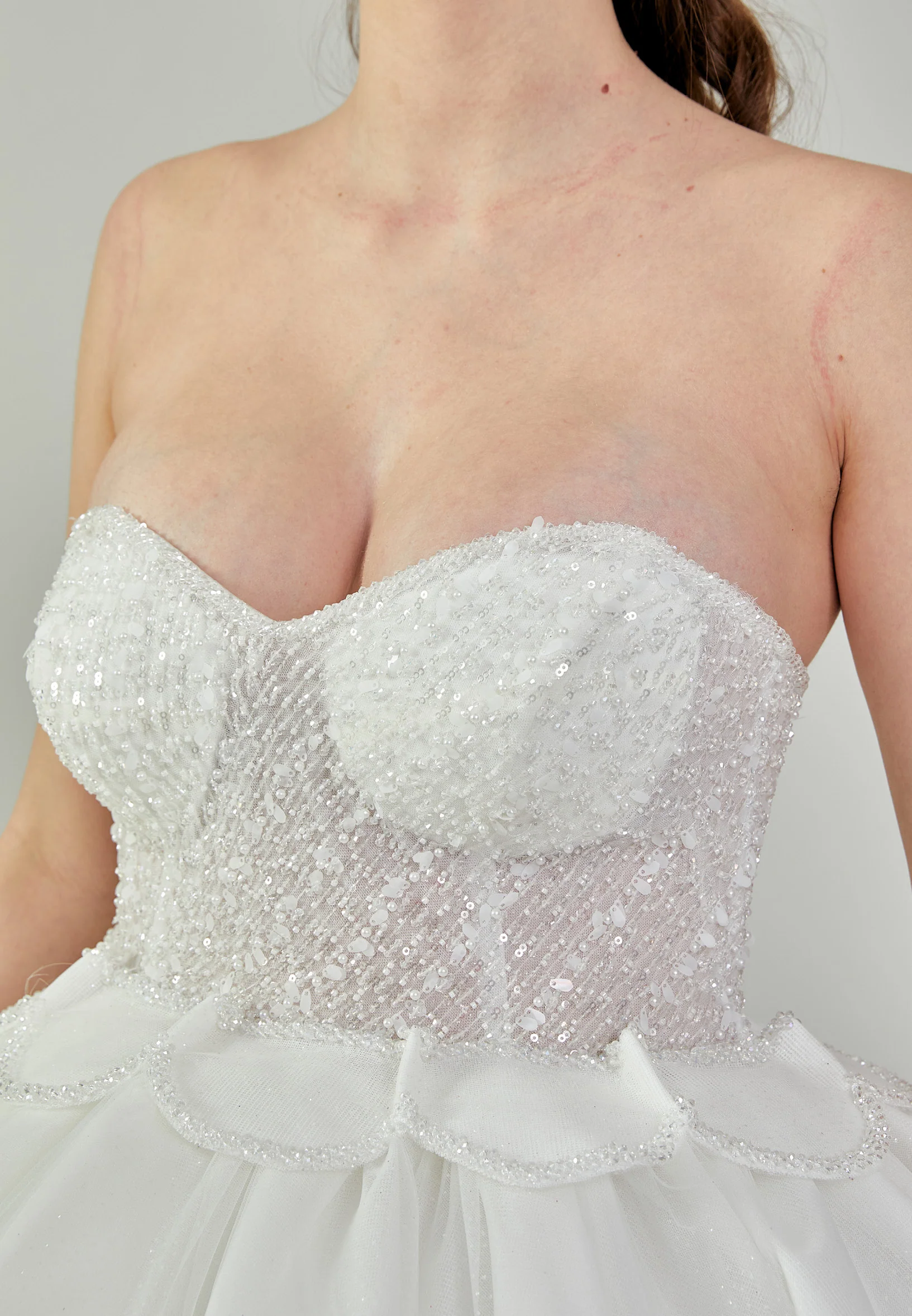 Strapless Maxi Tulle Regular Wedding Dress blv3500025 - Image 4