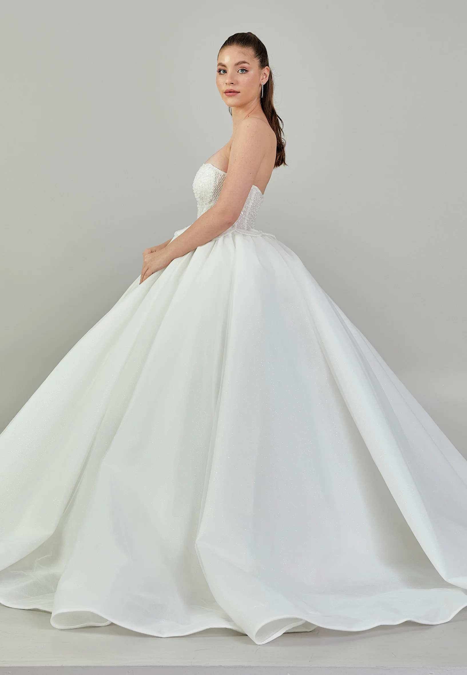 Strapless Maxi Tulle Regular Wedding Dress blv3500025 - Image 6