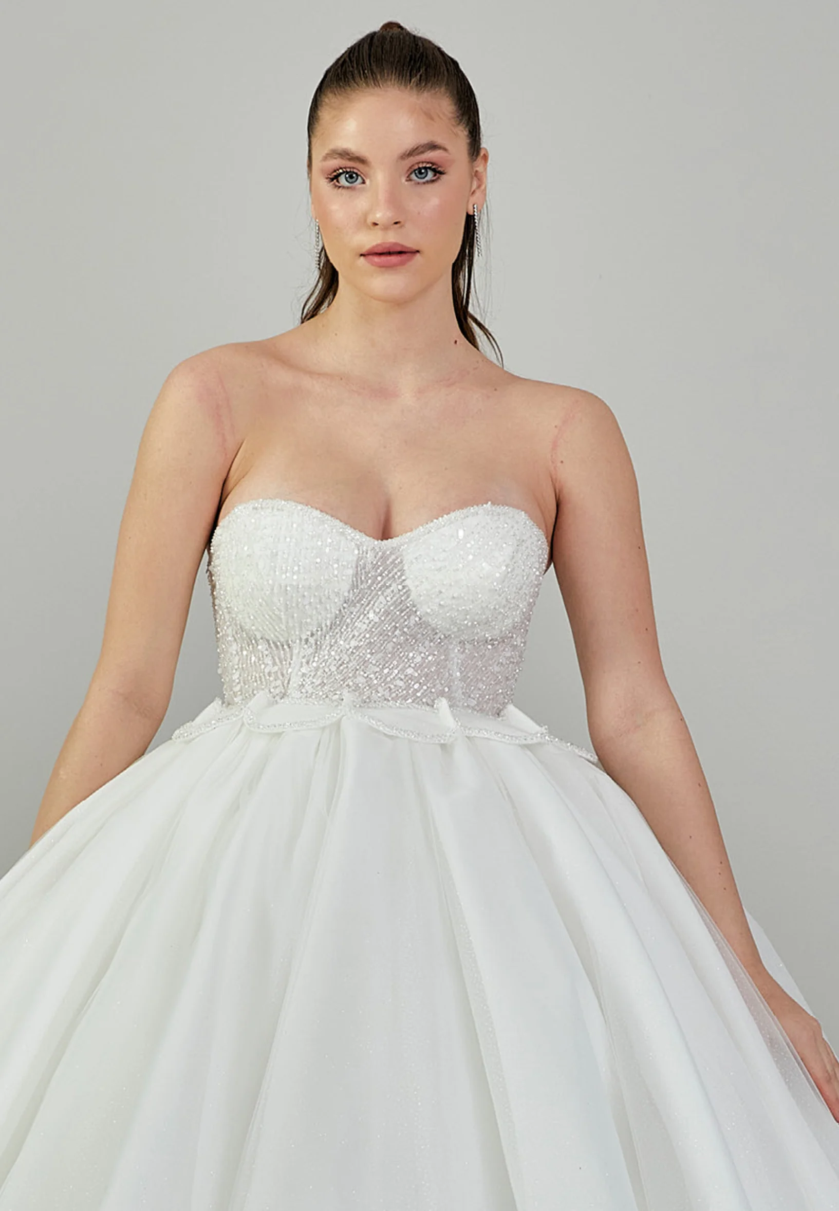 Strapless Maxi Tulle Regular Wedding Dress blv3500025 - Image 7