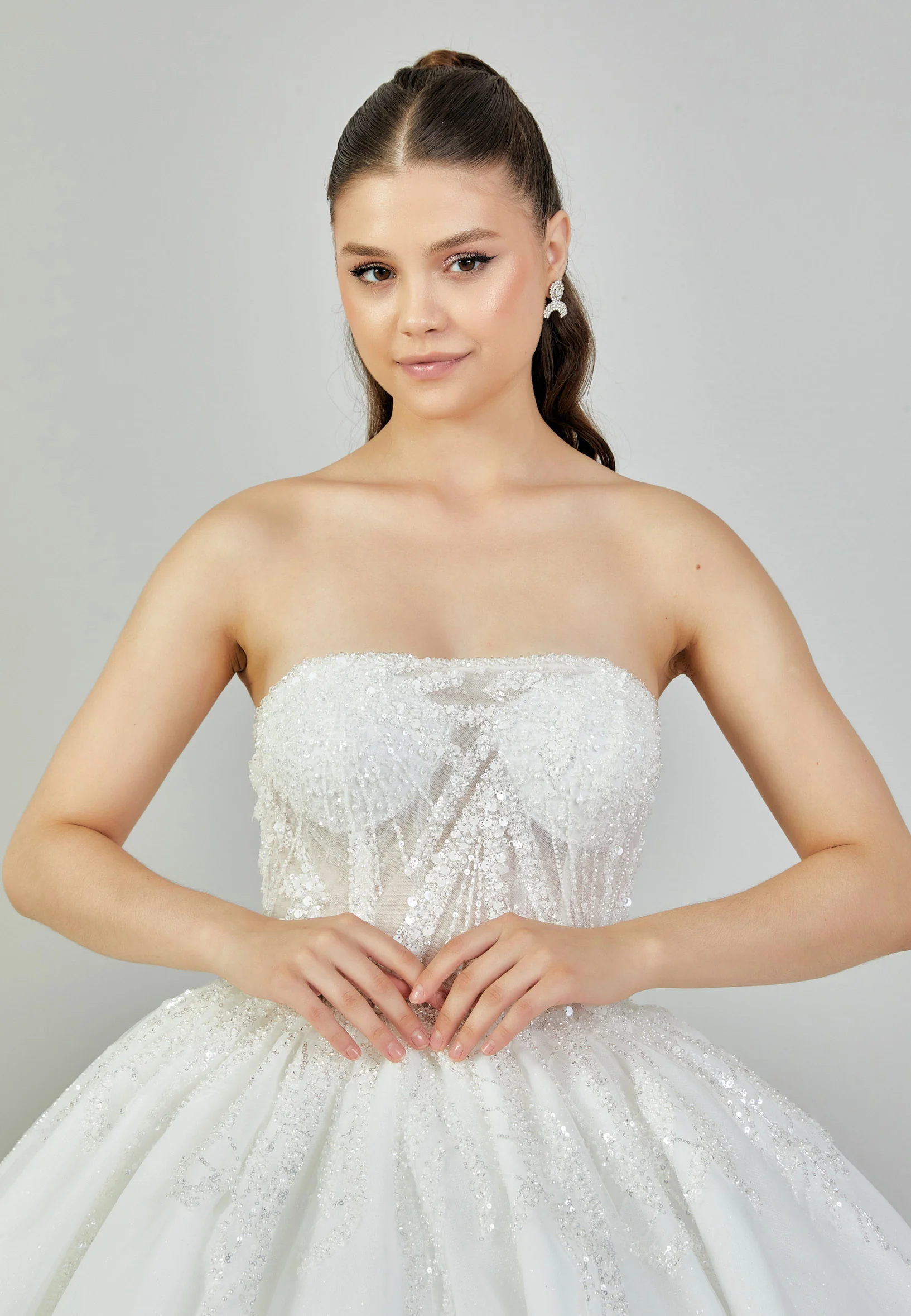 Strapless Maxi Tulle Regular Wedding Dress blv350138 - Image 3