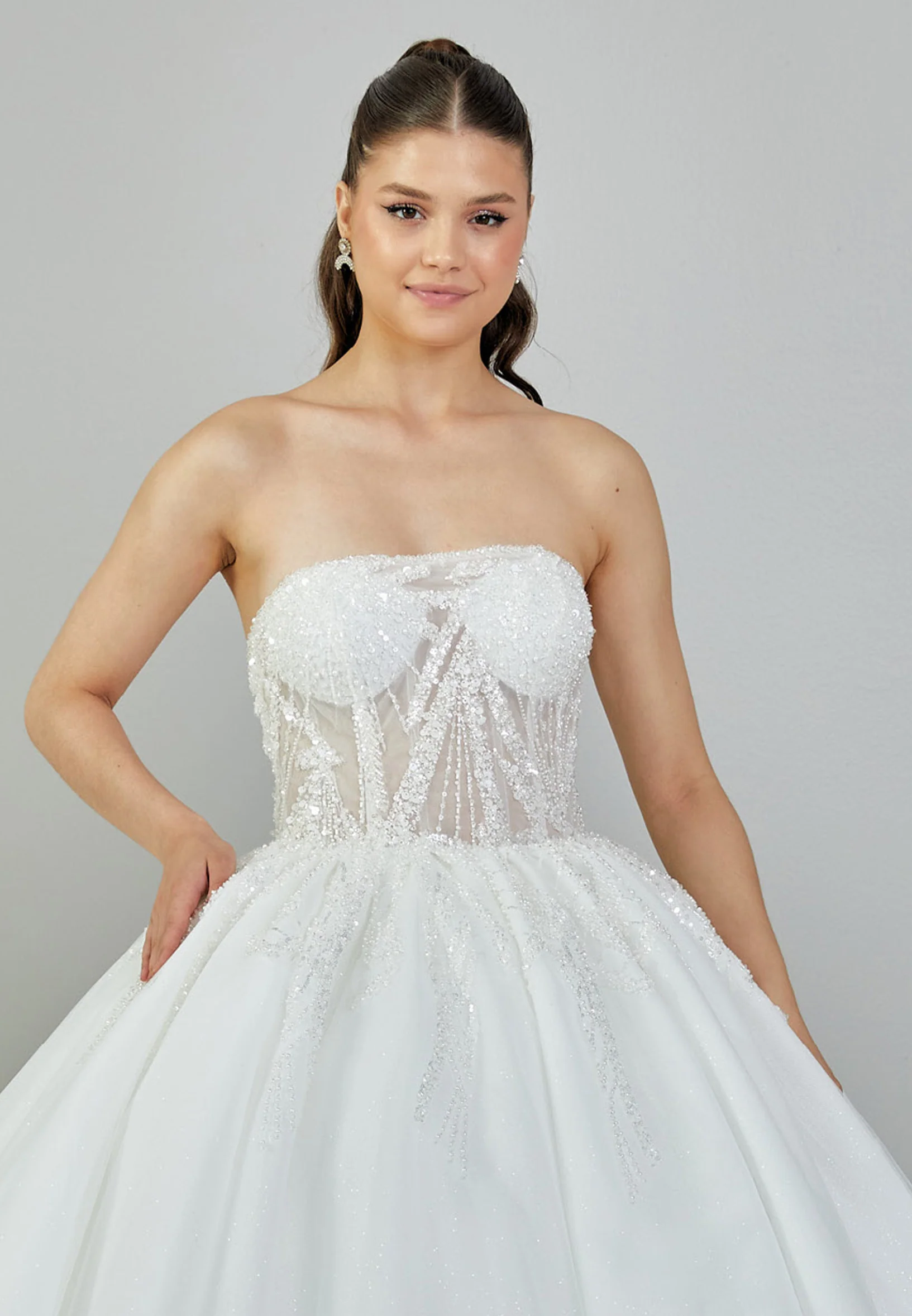 Strapless Maxi Tulle Regular Wedding Dress blv350138 - Image 7