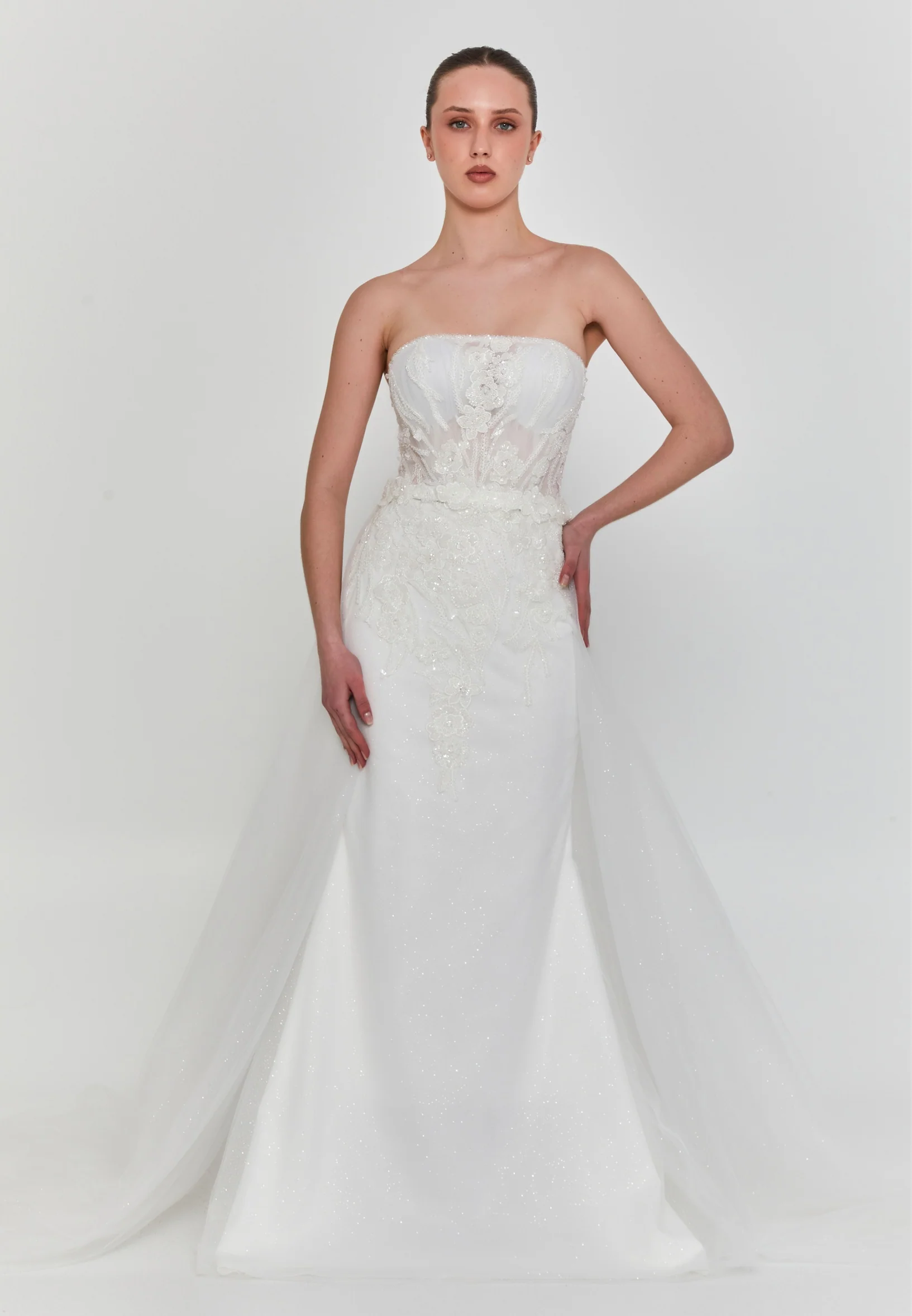 Strapless Maxi Tulle Regular Wedding Dress blv360100