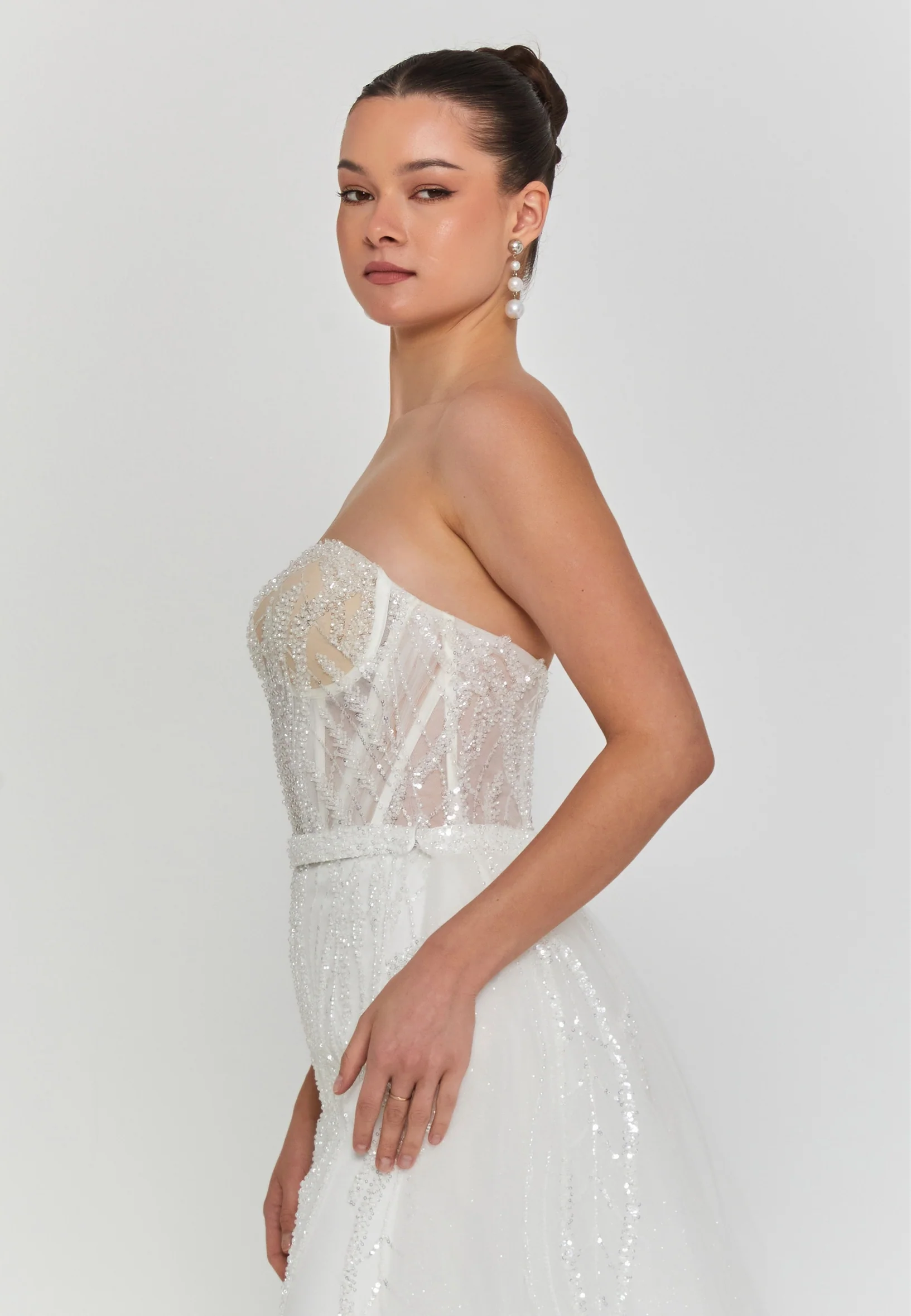 Strapless Maxi Tulle Regular Wedding Dress blv360110 - Image 2
