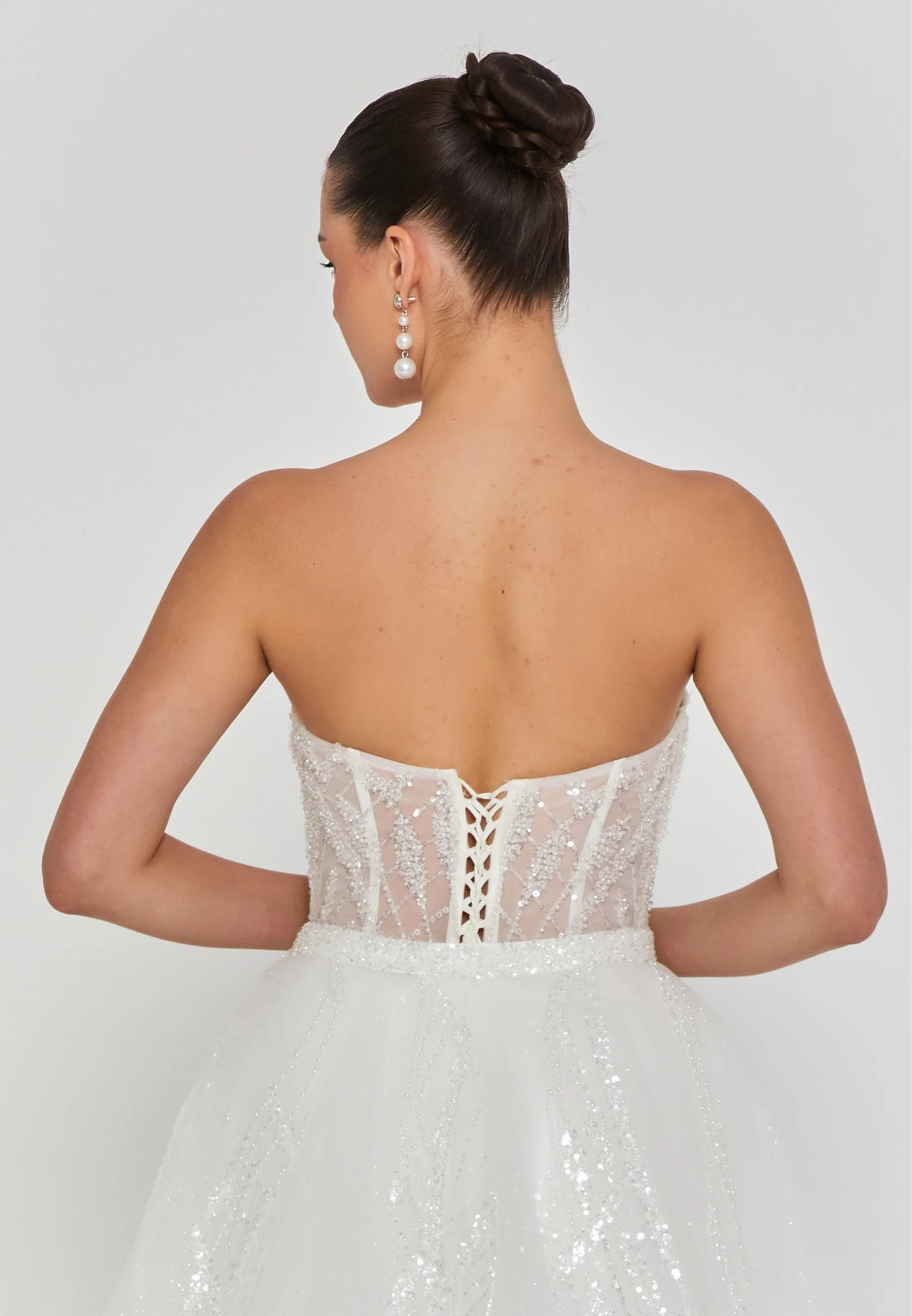 Strapless Maxi Tulle Regular Wedding Dress blv360110 - Image 3
