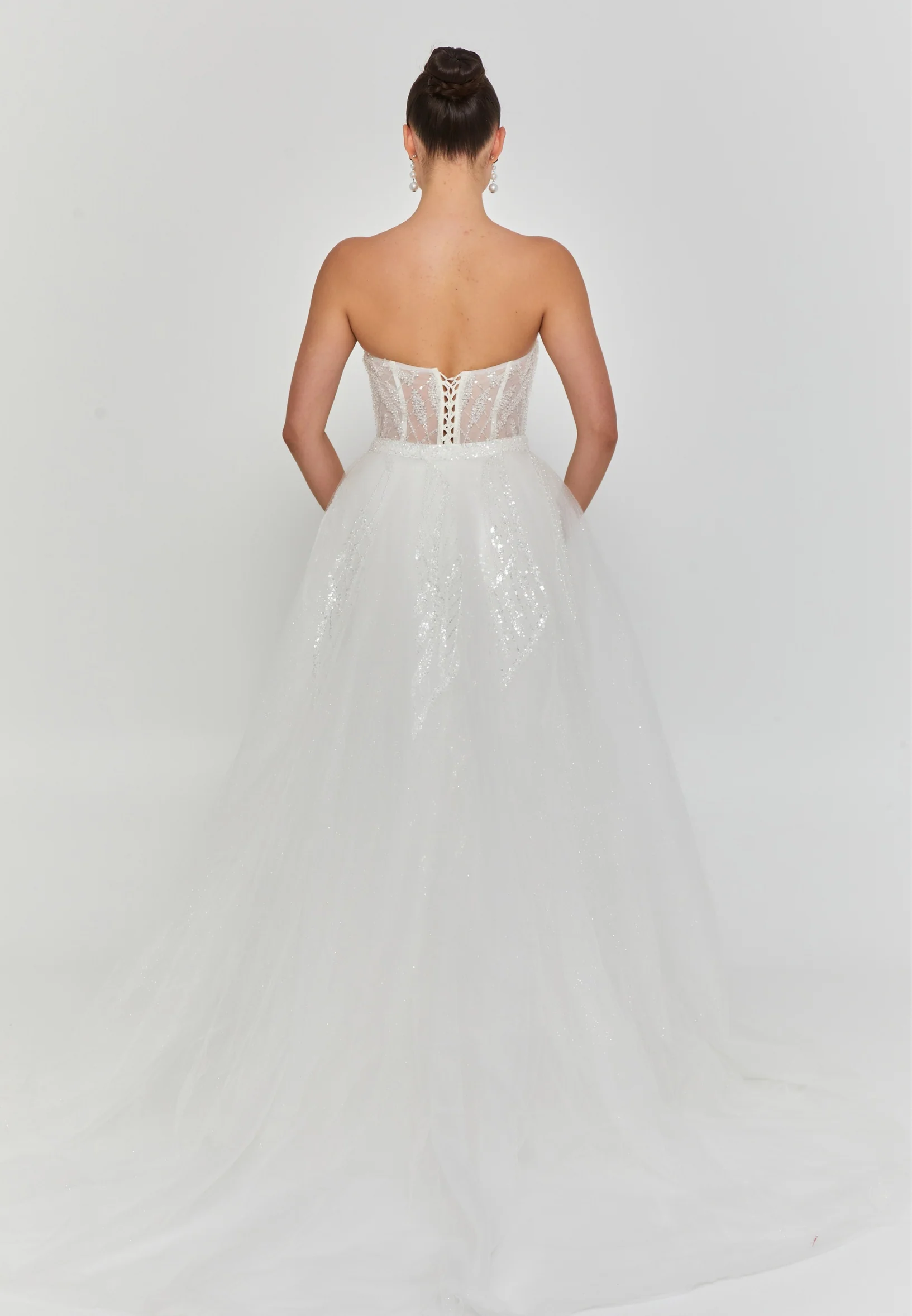 Strapless Maxi Tulle Regular Wedding Dress blv360110 - Image 4