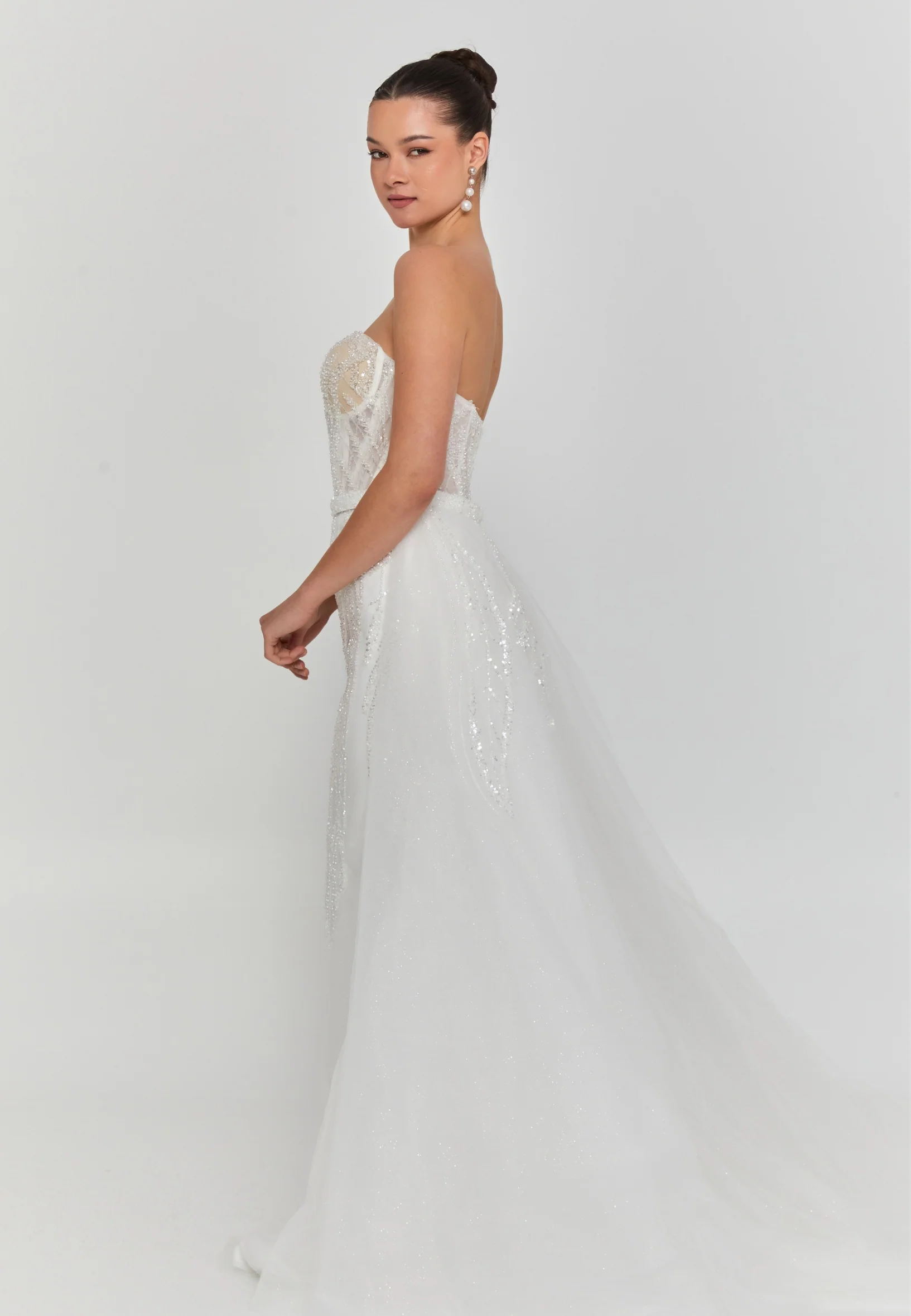 Strapless Maxi Tulle Regular Wedding Dress blv360110 - Image 5