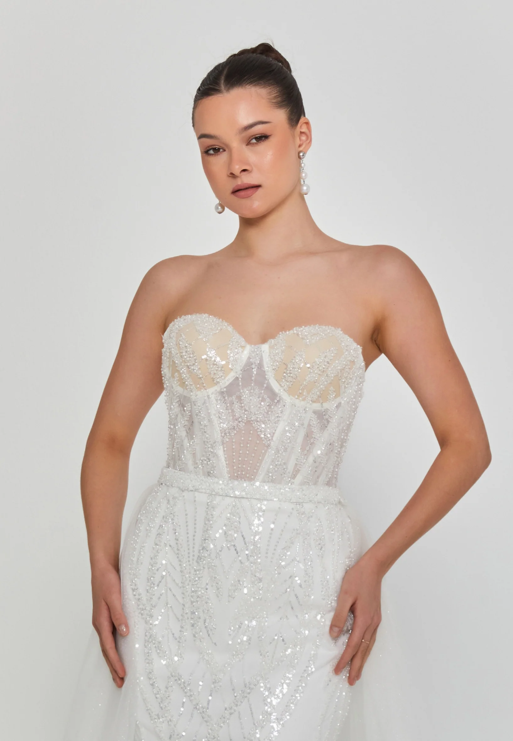 Strapless Maxi Tulle Regular Wedding Dress blv360110 - Image 6