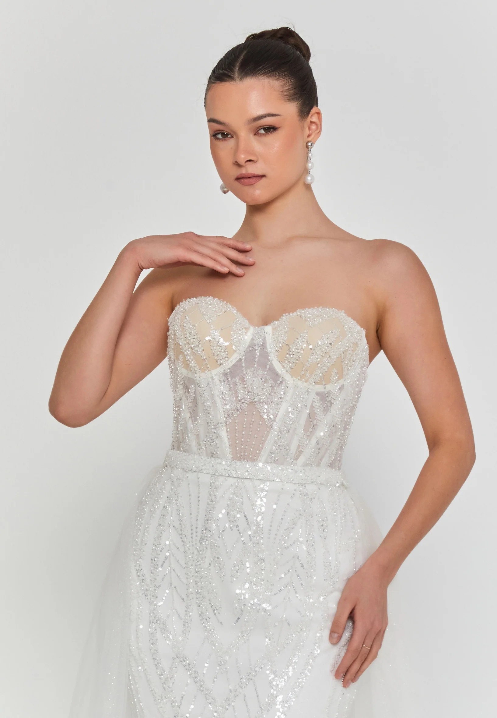 Strapless Maxi Tulle Regular Wedding Dress blv360110 - Image 7
