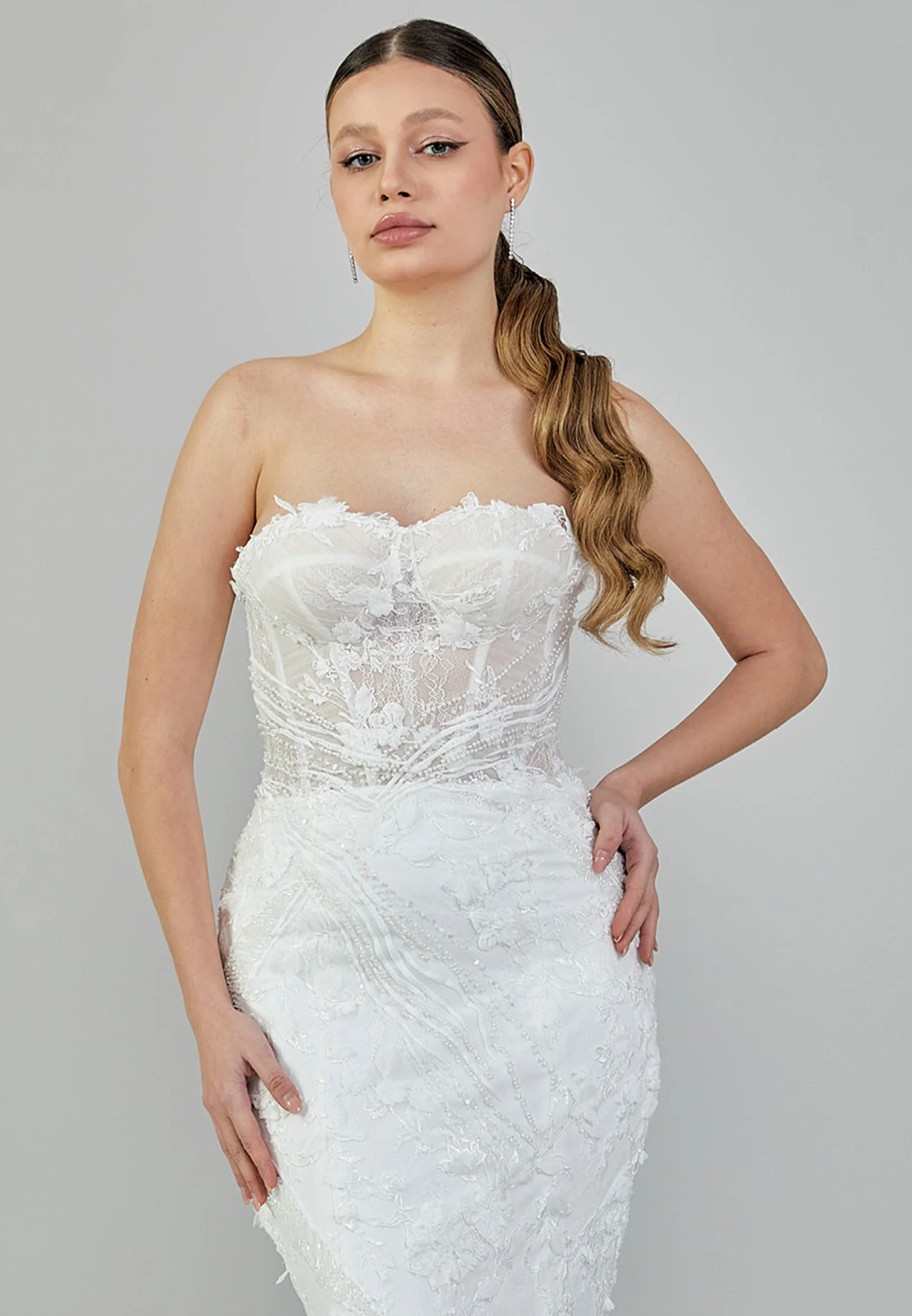 Strapless Maxi Tulle Regular Wedding Dress bnc9072 - Image 6