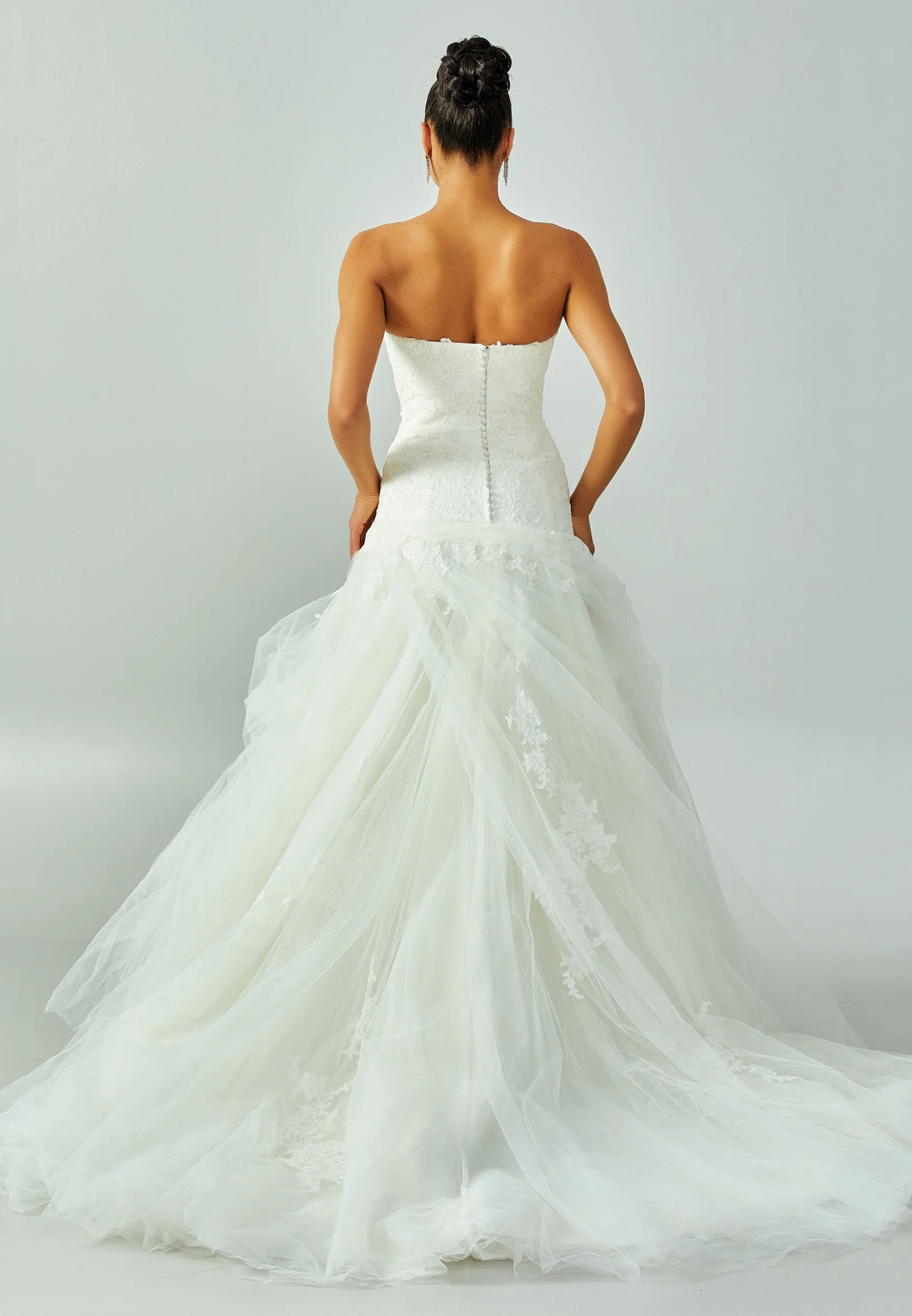 Strapless Maxi Tulle Regular Wedding Dress enz00151 - Image 3