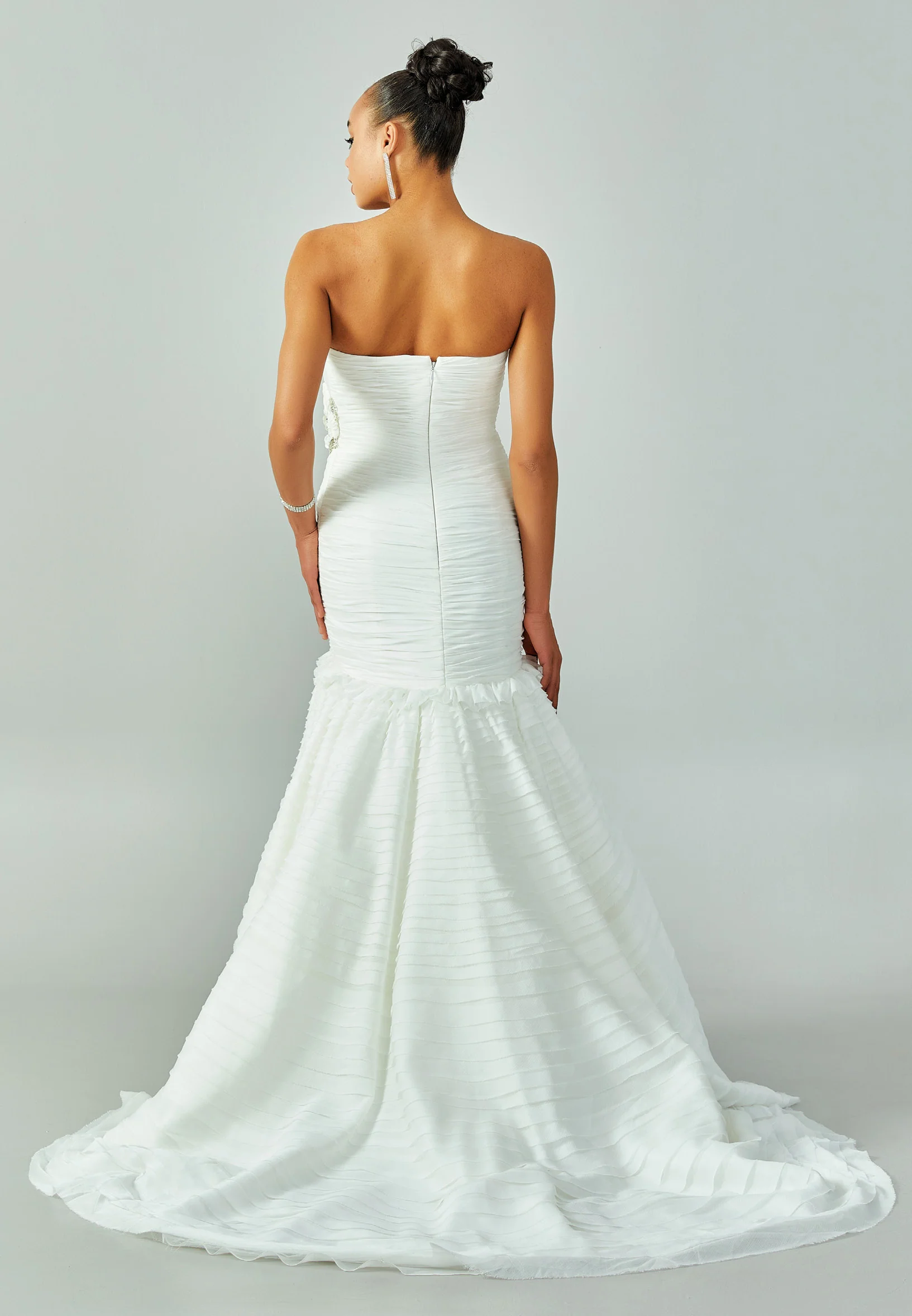 Strapless Maxi Tulle Regular Wedding Dress enz00220 - Image 3