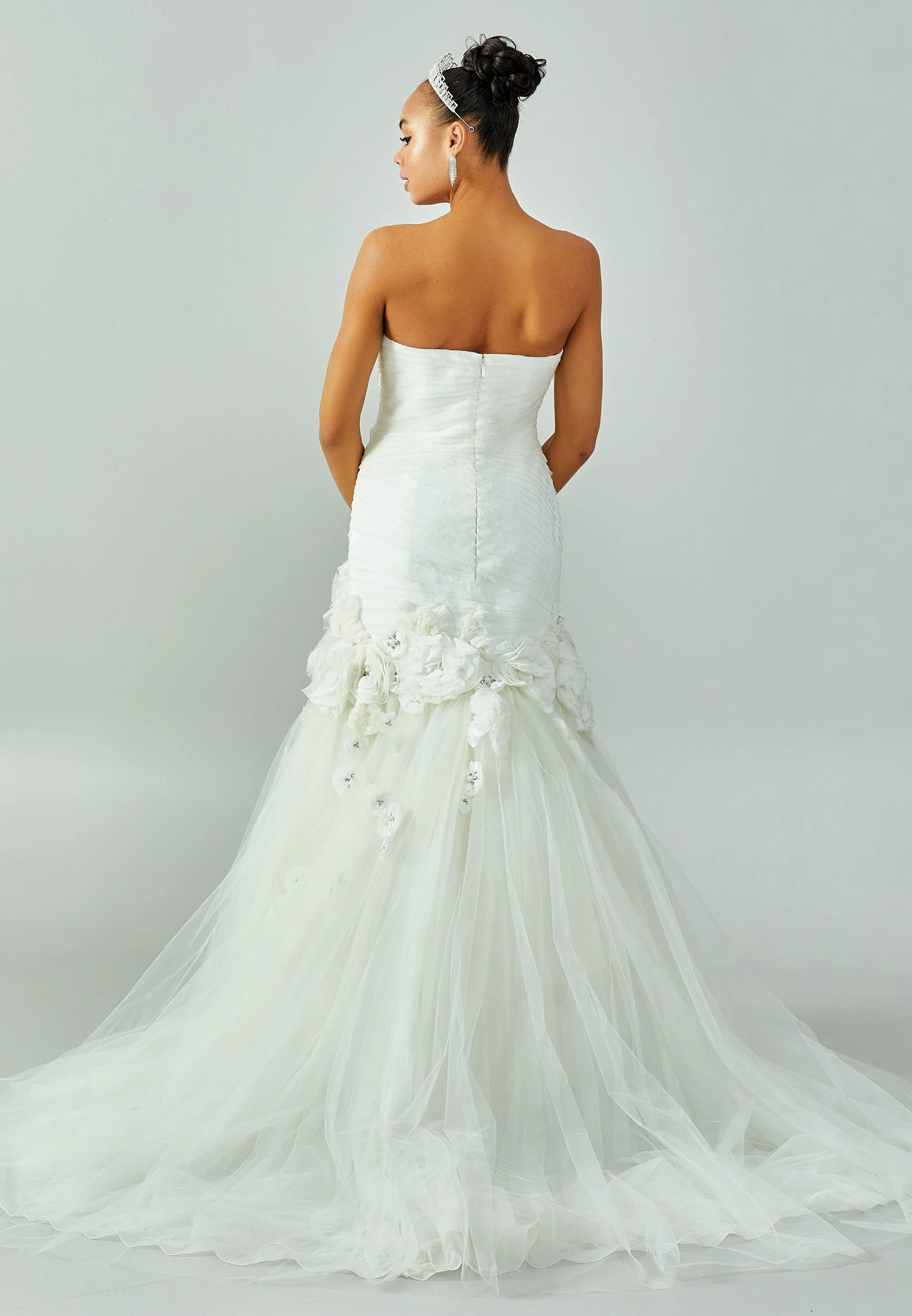 Strapless Maxi Tulle Regular Wedding Dress enz00233 - Image 3