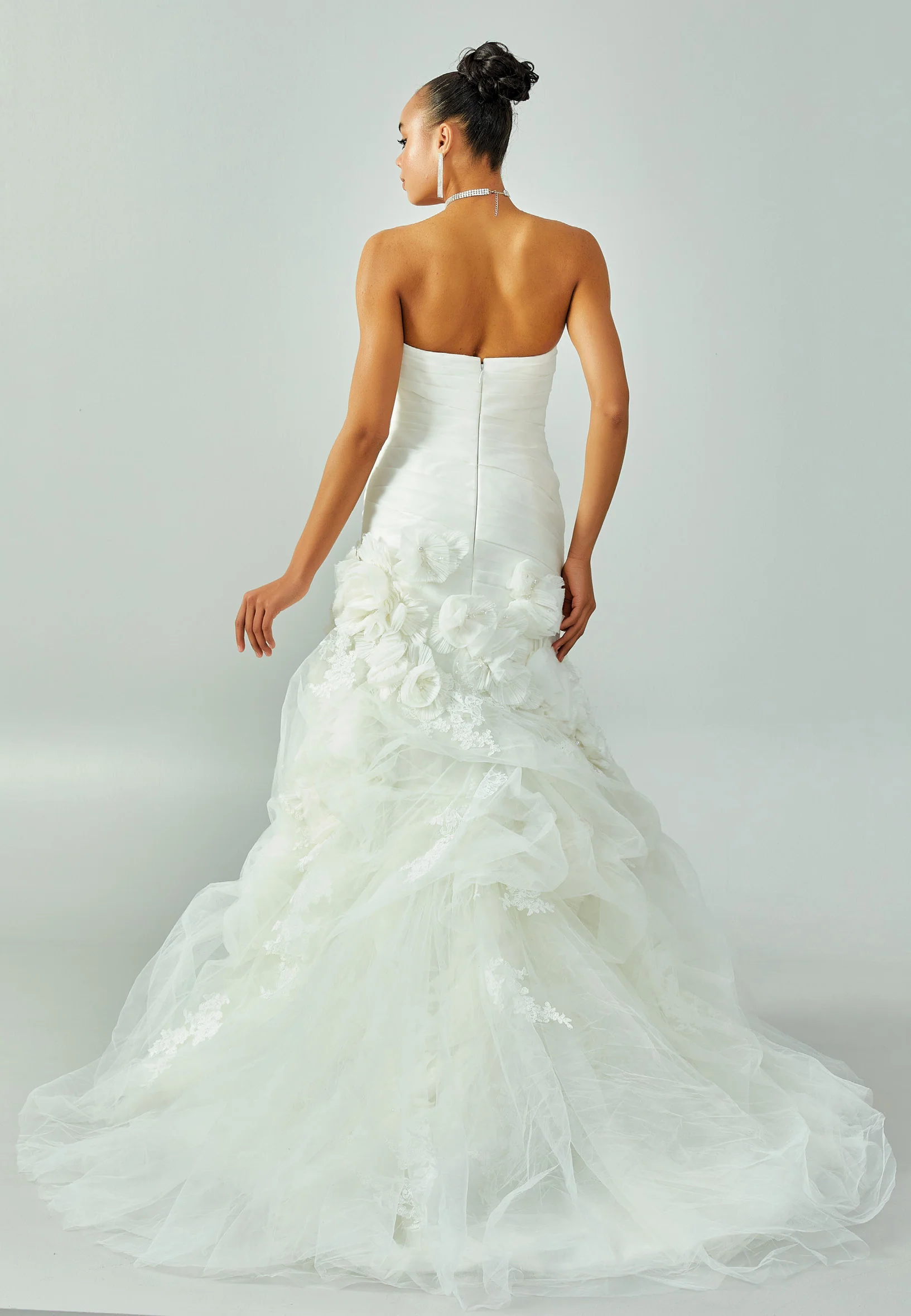 Strapless Maxi Tulle Regular Wedding Dress enz00294 - Image 3