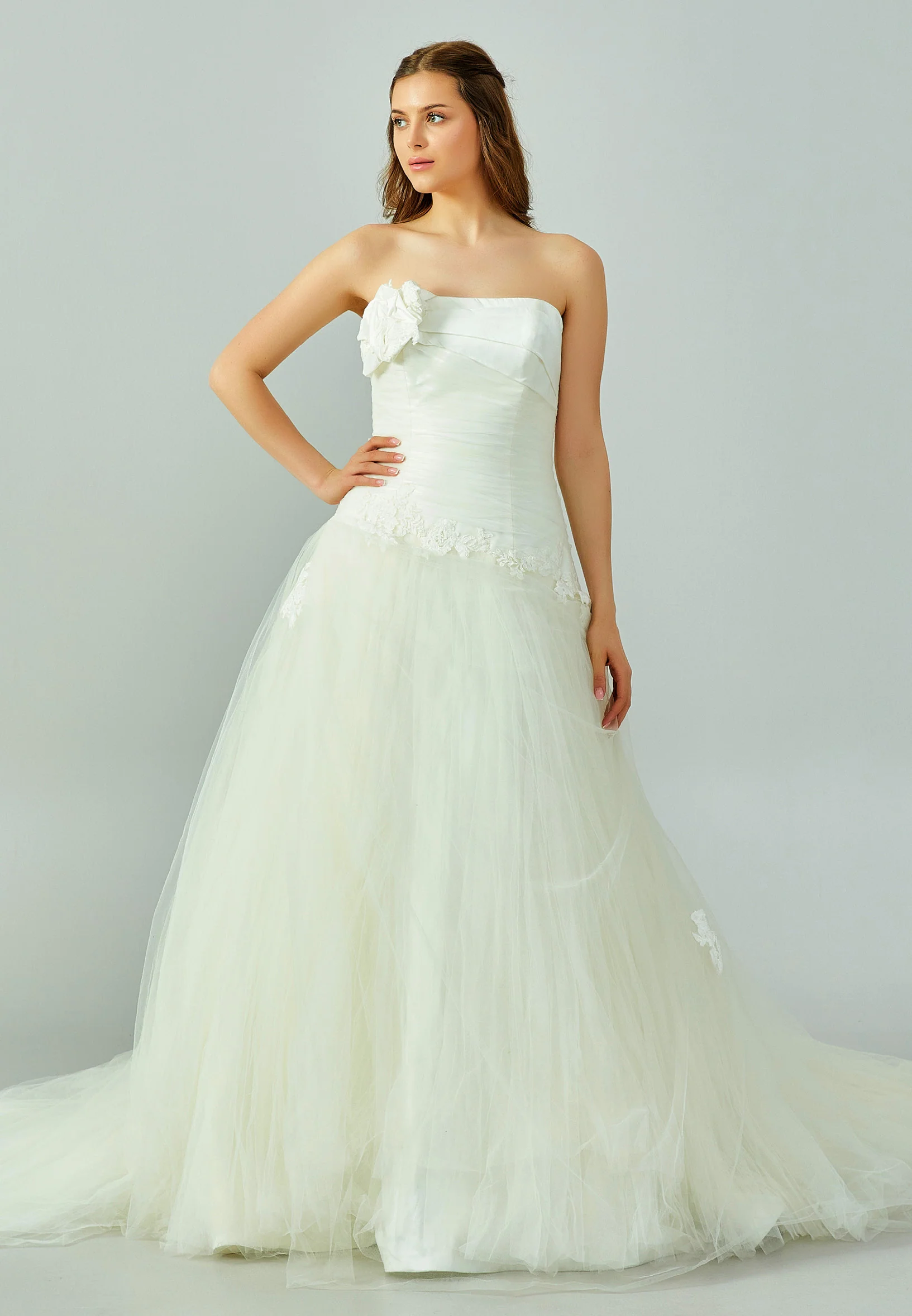 Strapless Maxi Tulle Regular Wedding Dress enz00517