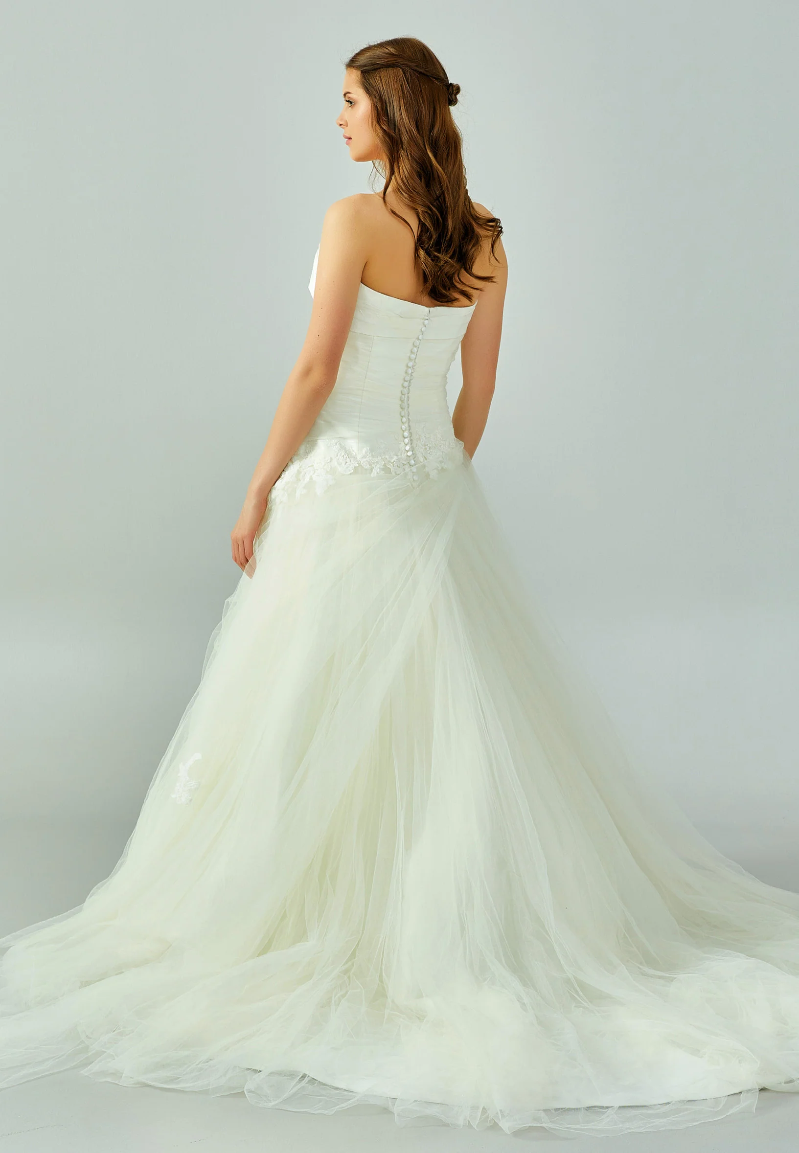 Strapless Maxi Tulle Regular Wedding Dress enz00517 - Image 3