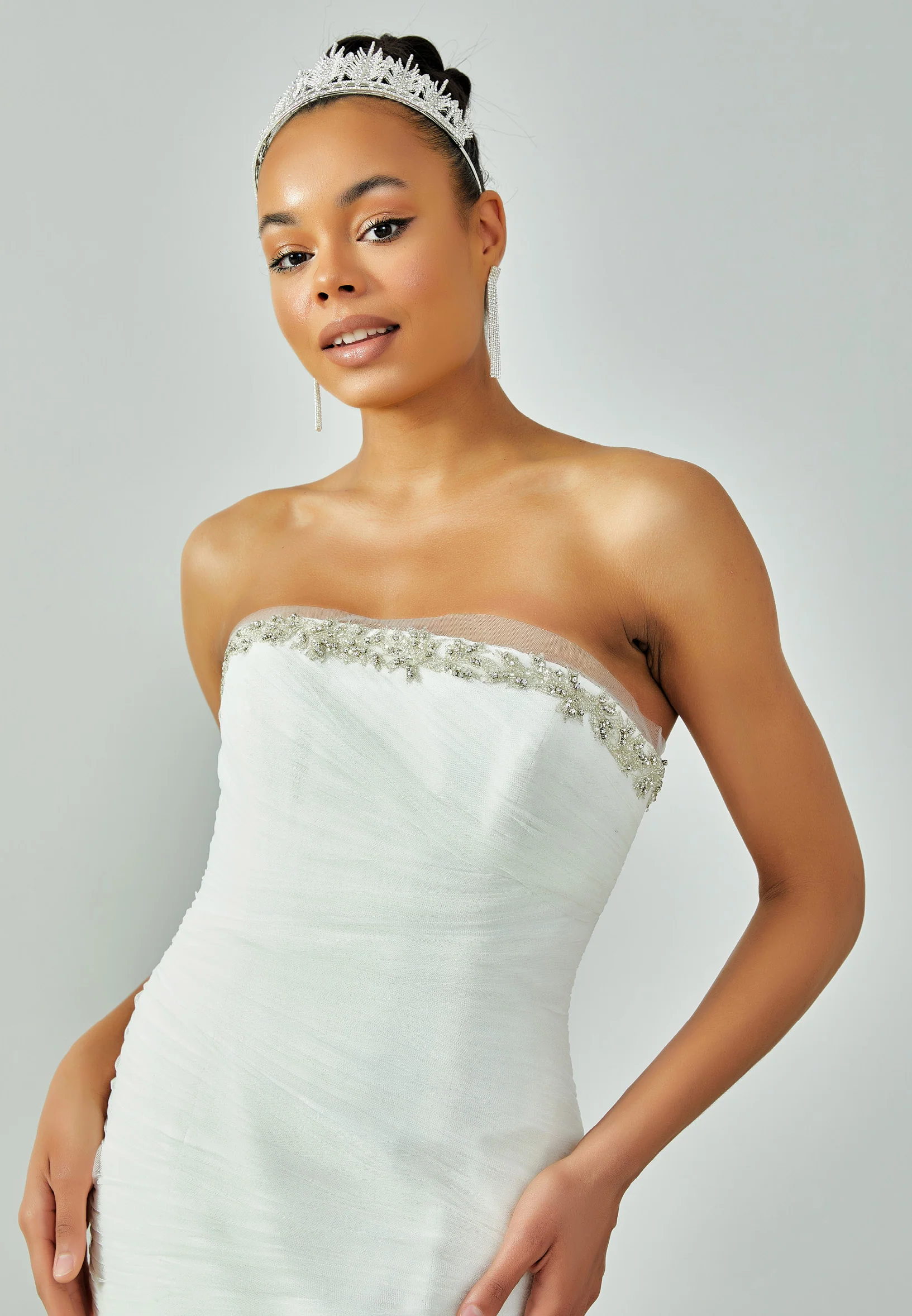 Strapless Maxi Tulle Regular Wedding Dress enz00805 - Image 2
