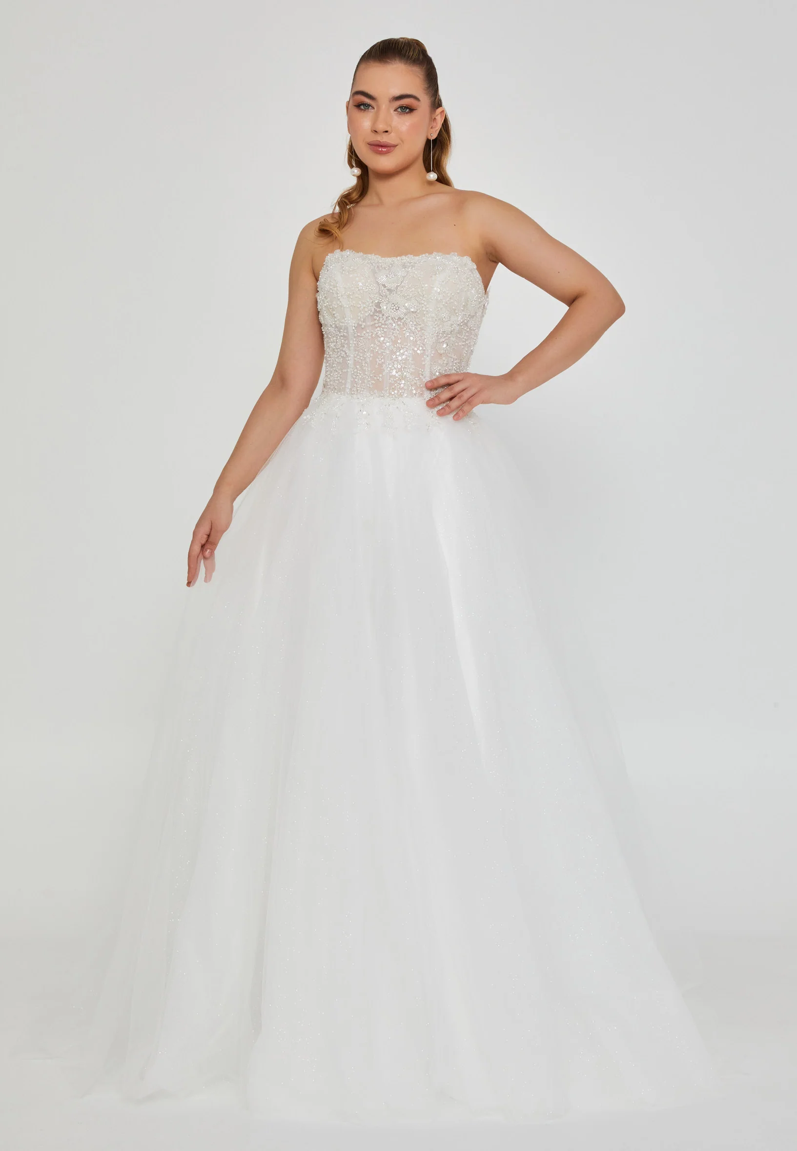 Strapless Maxi Tulle Regular Wedding Dress nor2046