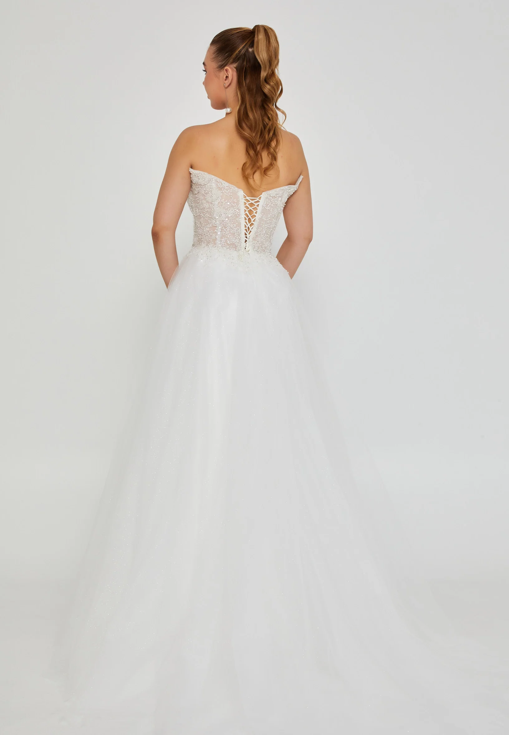 Strapless Maxi Tulle Regular Wedding Dress nor2046 - Image 4