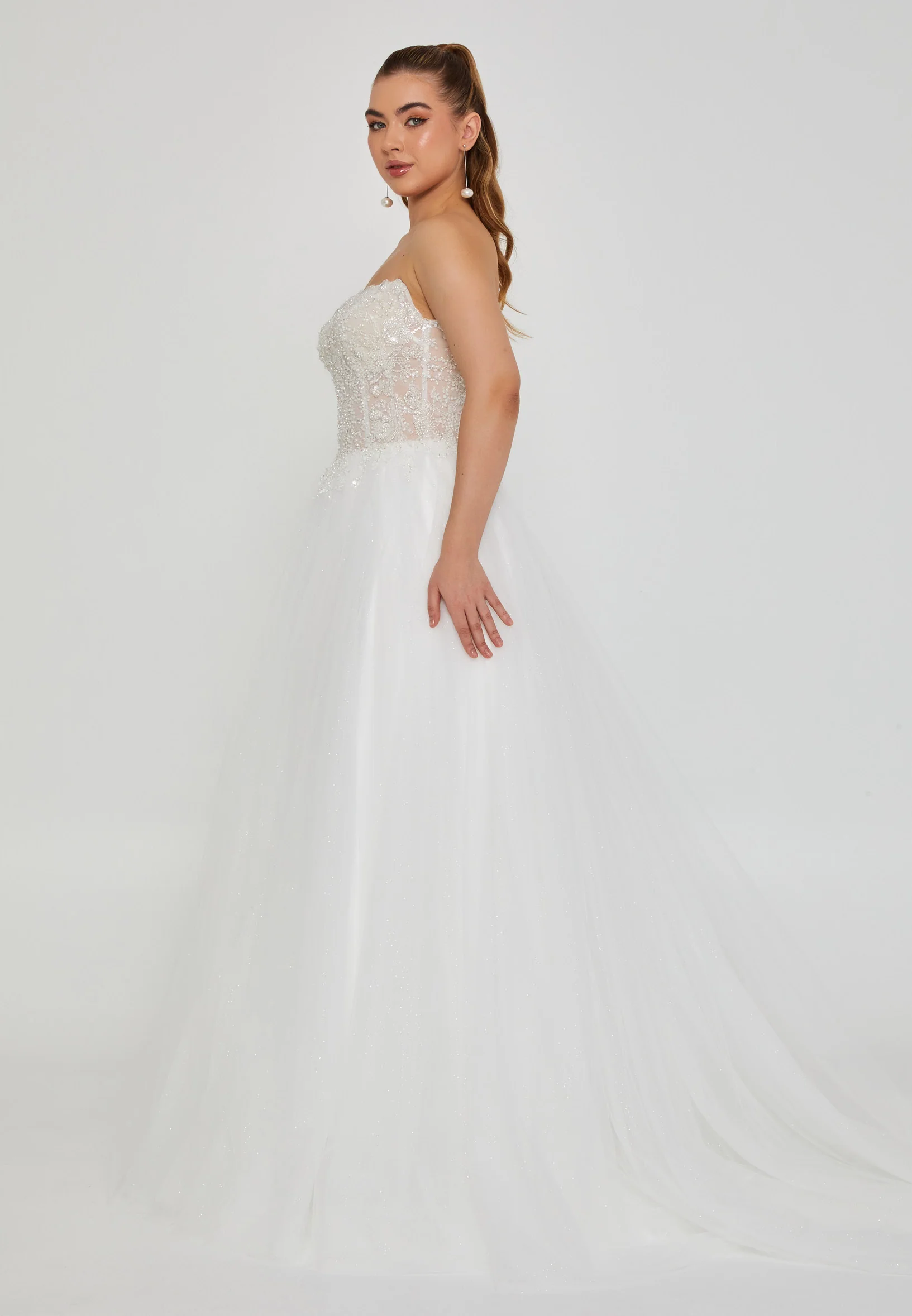 Strapless Maxi Tulle Regular Wedding Dress nor2046 - Image 5