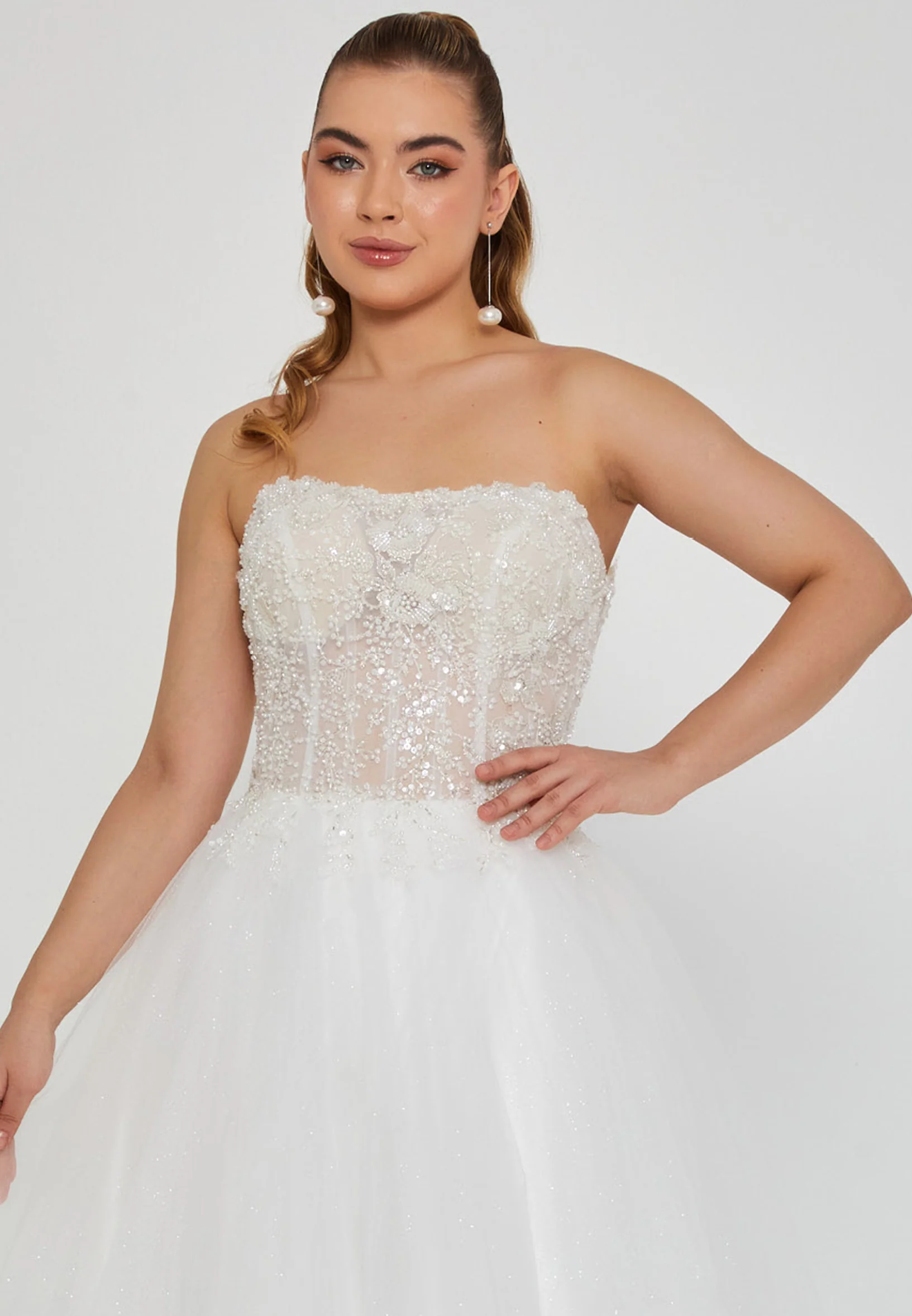 Strapless Maxi Tulle Regular Wedding Dress nor2046 - Image 6