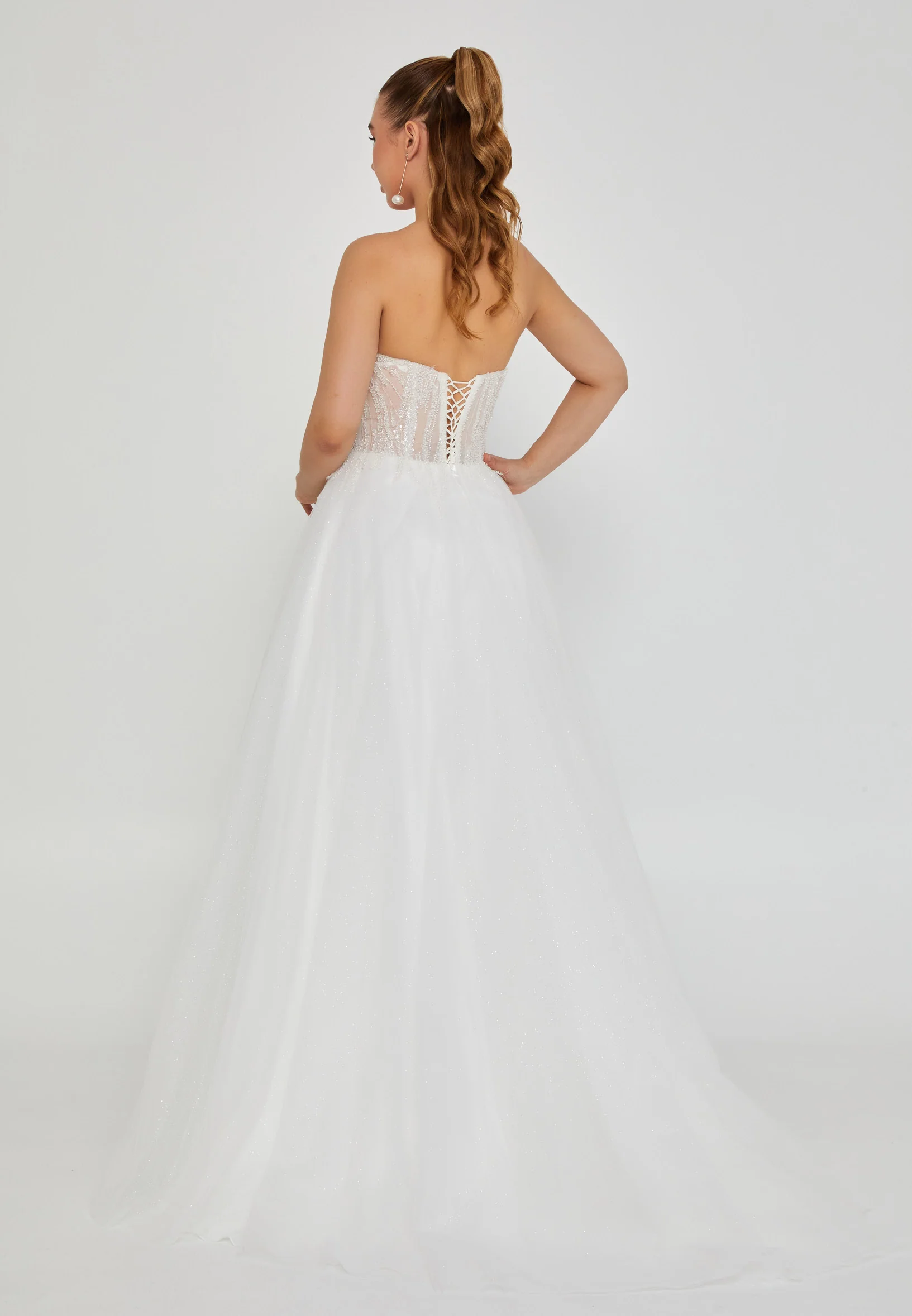 Strapless Maxi Tulle Regular Wedding Dress nor2049 - Image 4