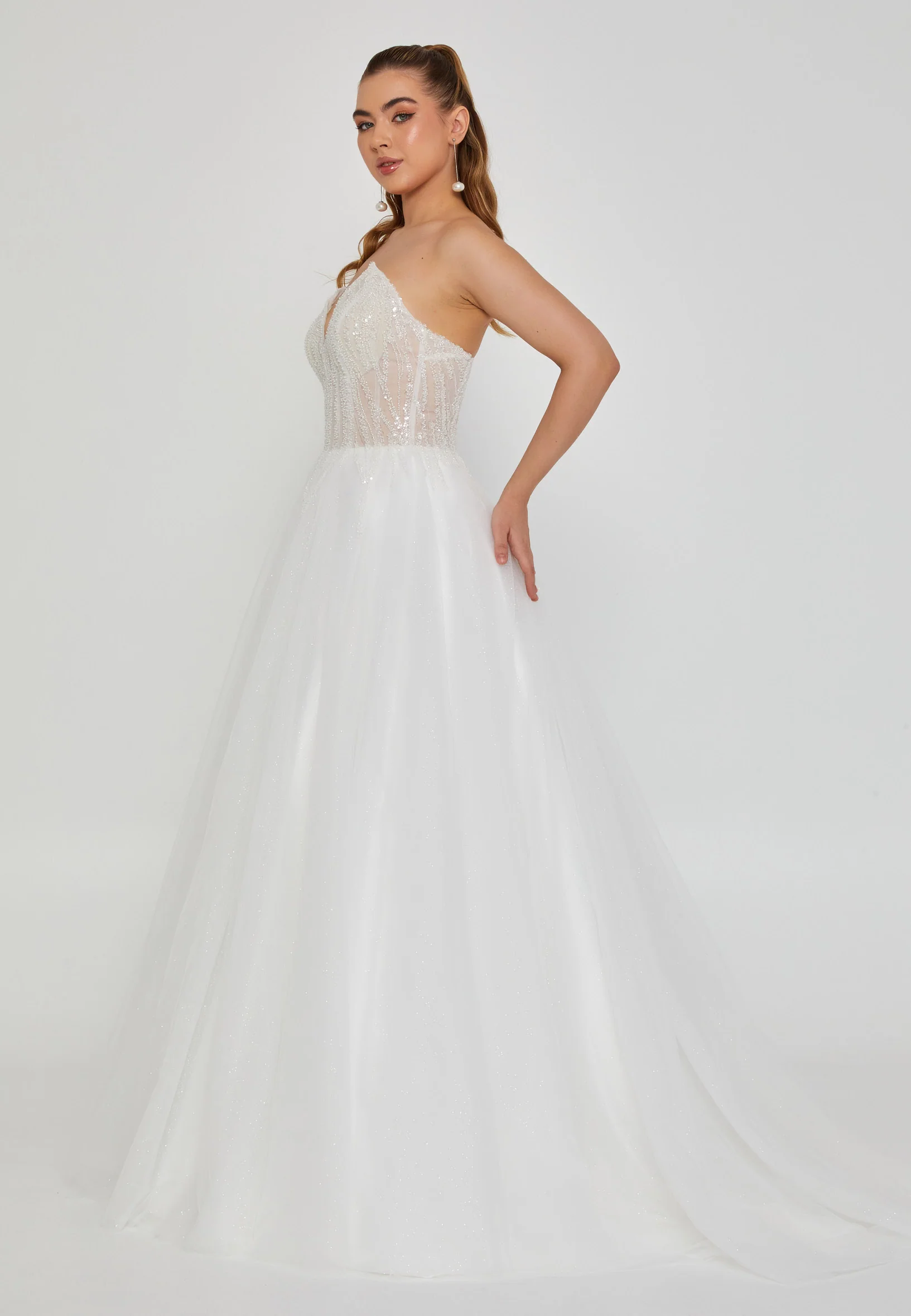 Strapless Maxi Tulle Regular Wedding Dress nor2049 - Image 5