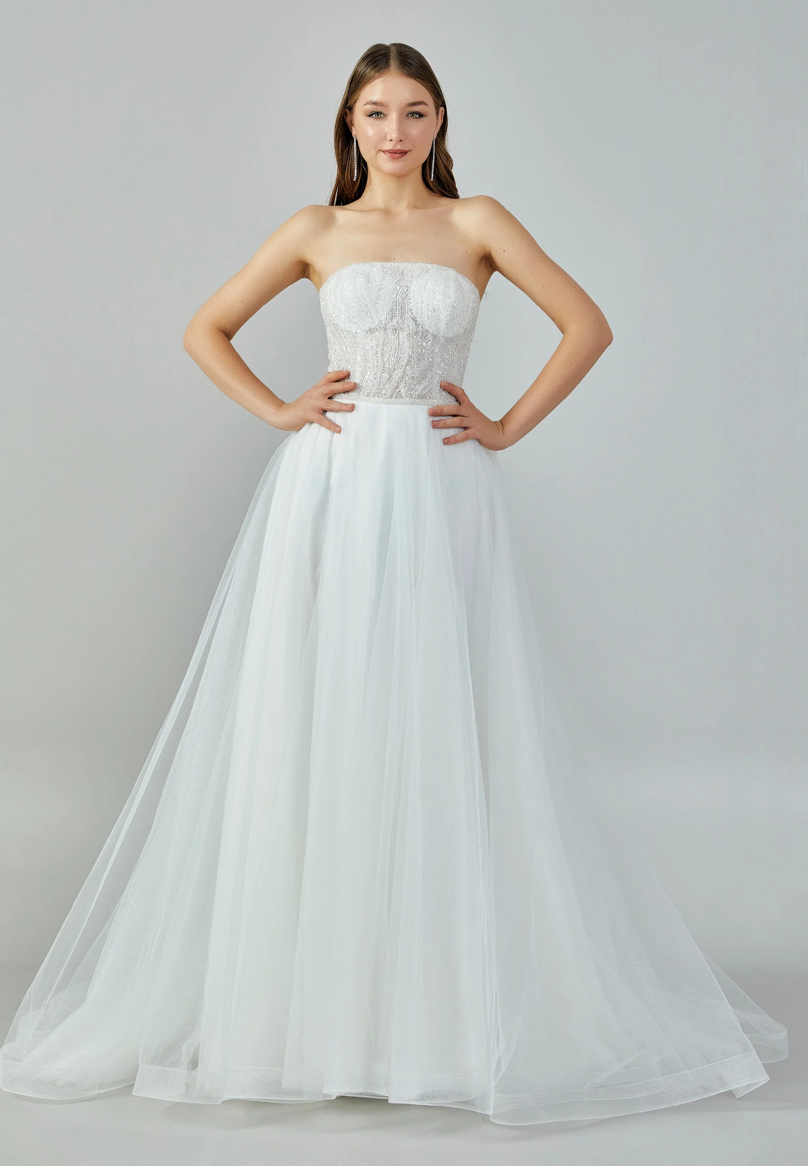 Strapless Maxi Tulle Regular Wedding Dress nor22138