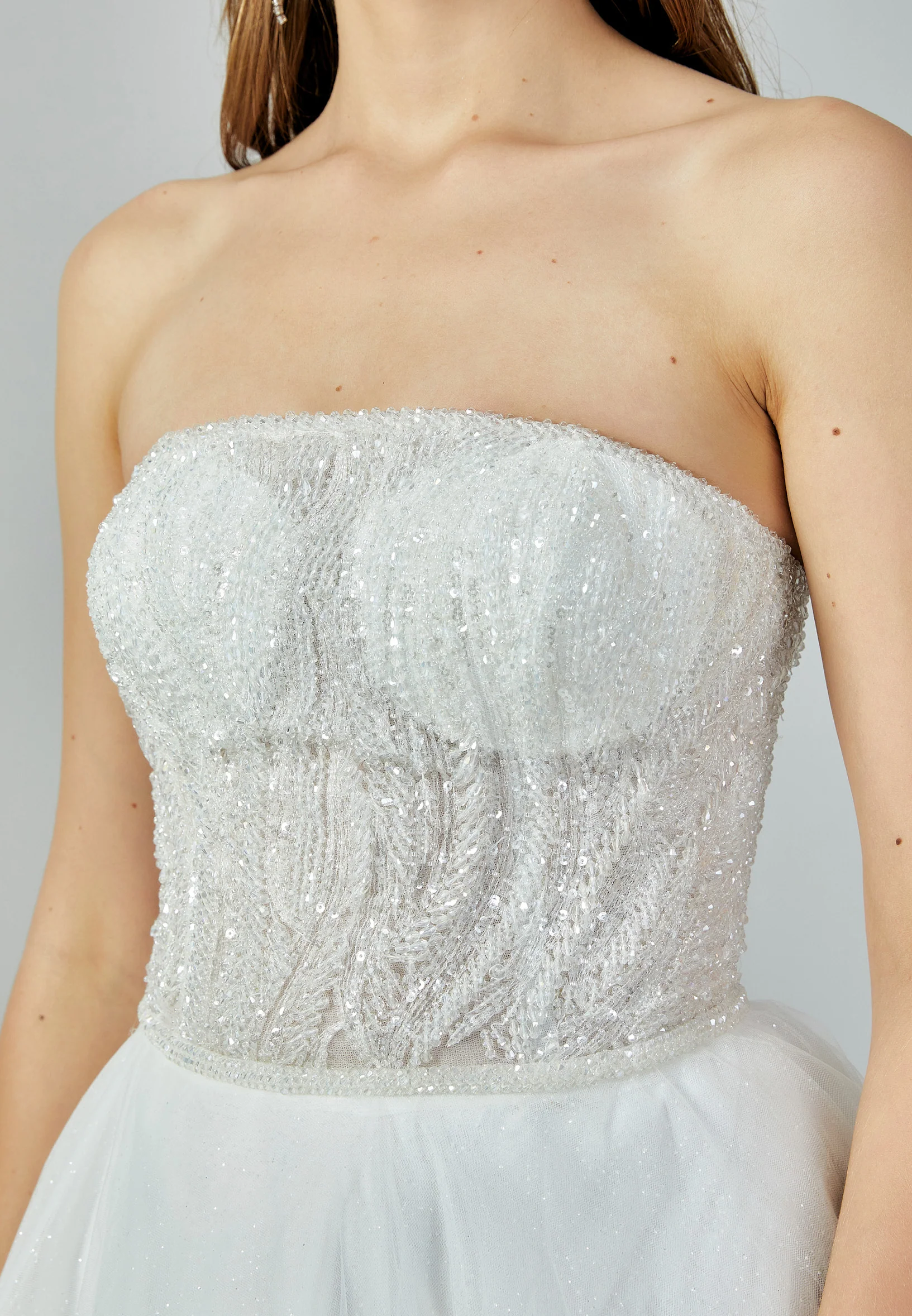 Strapless Maxi Tulle Regular Wedding Dress nor22138 - Image 4