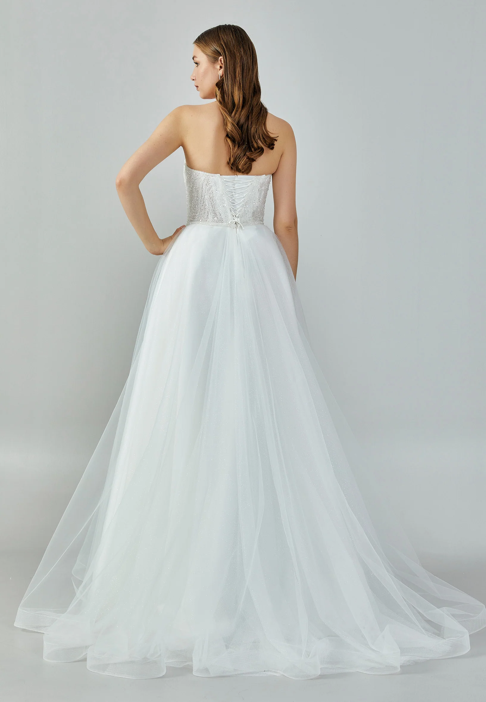 Strapless Maxi Tulle Regular Wedding Dress nor22138 - Image 5