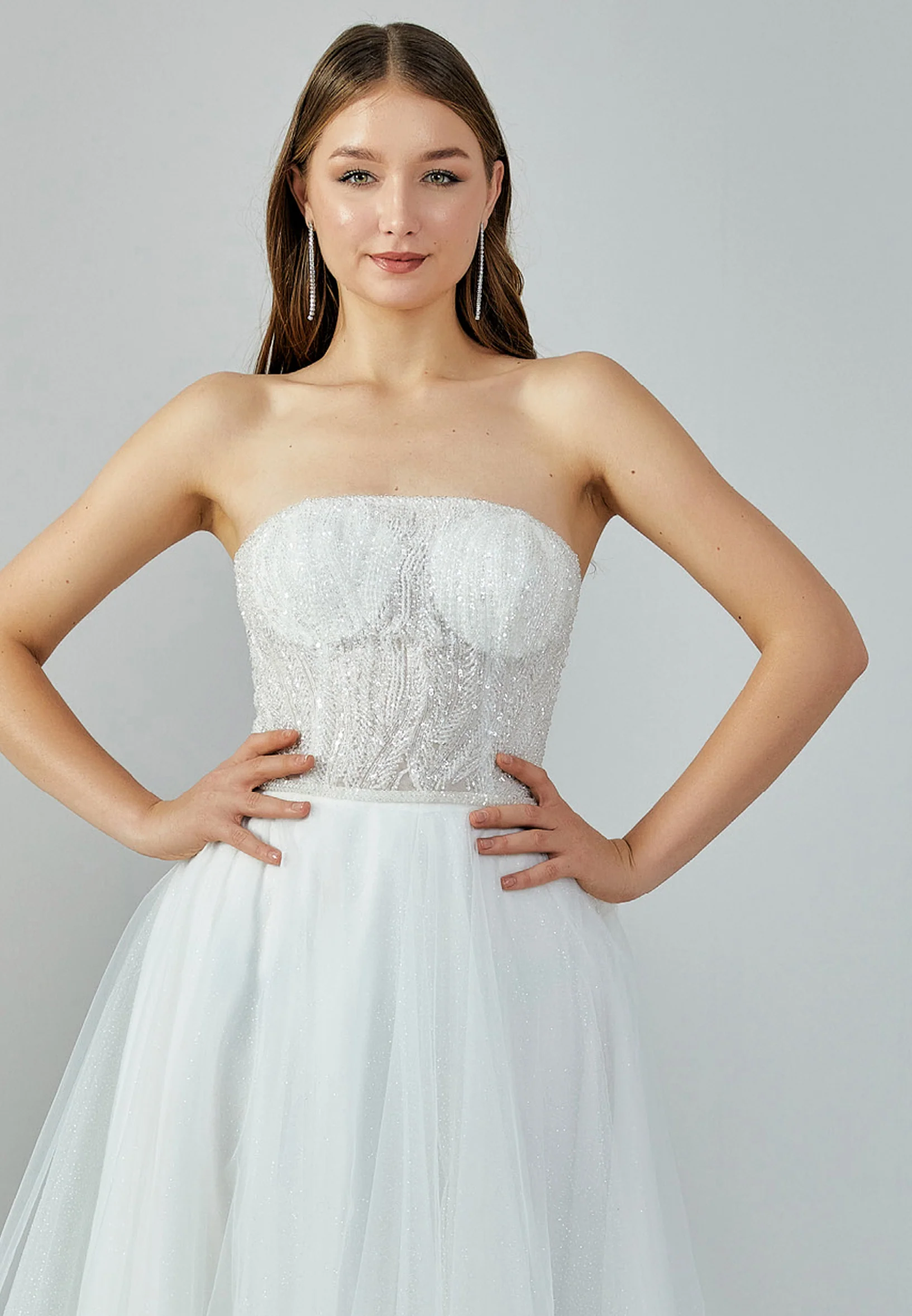 Strapless Maxi Tulle Regular Wedding Dress nor22138 - Image 7