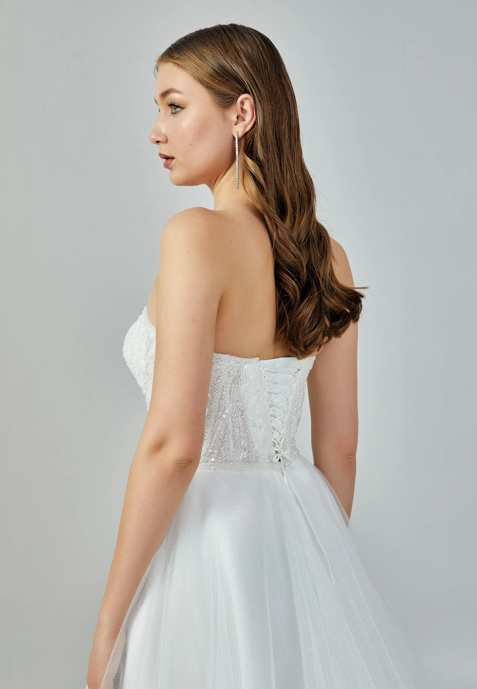 Strapless Maxi Tulle Regular Wedding Dress nor22138 - Image 8