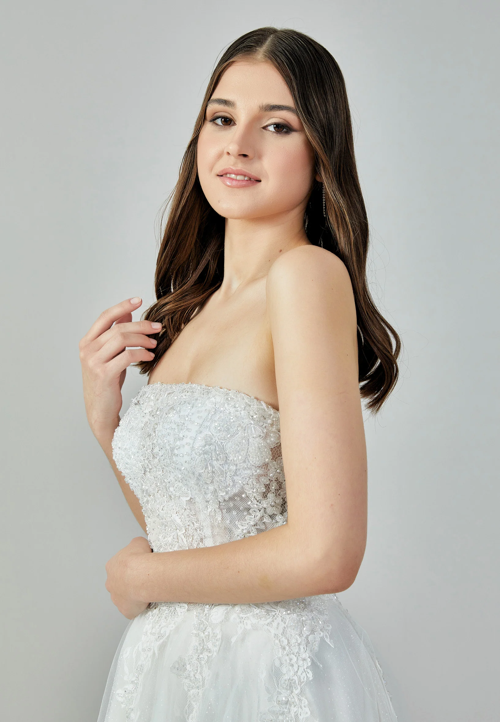 Strapless Maxi Tulle Regular Wedding Dress nor22163 - Image 2