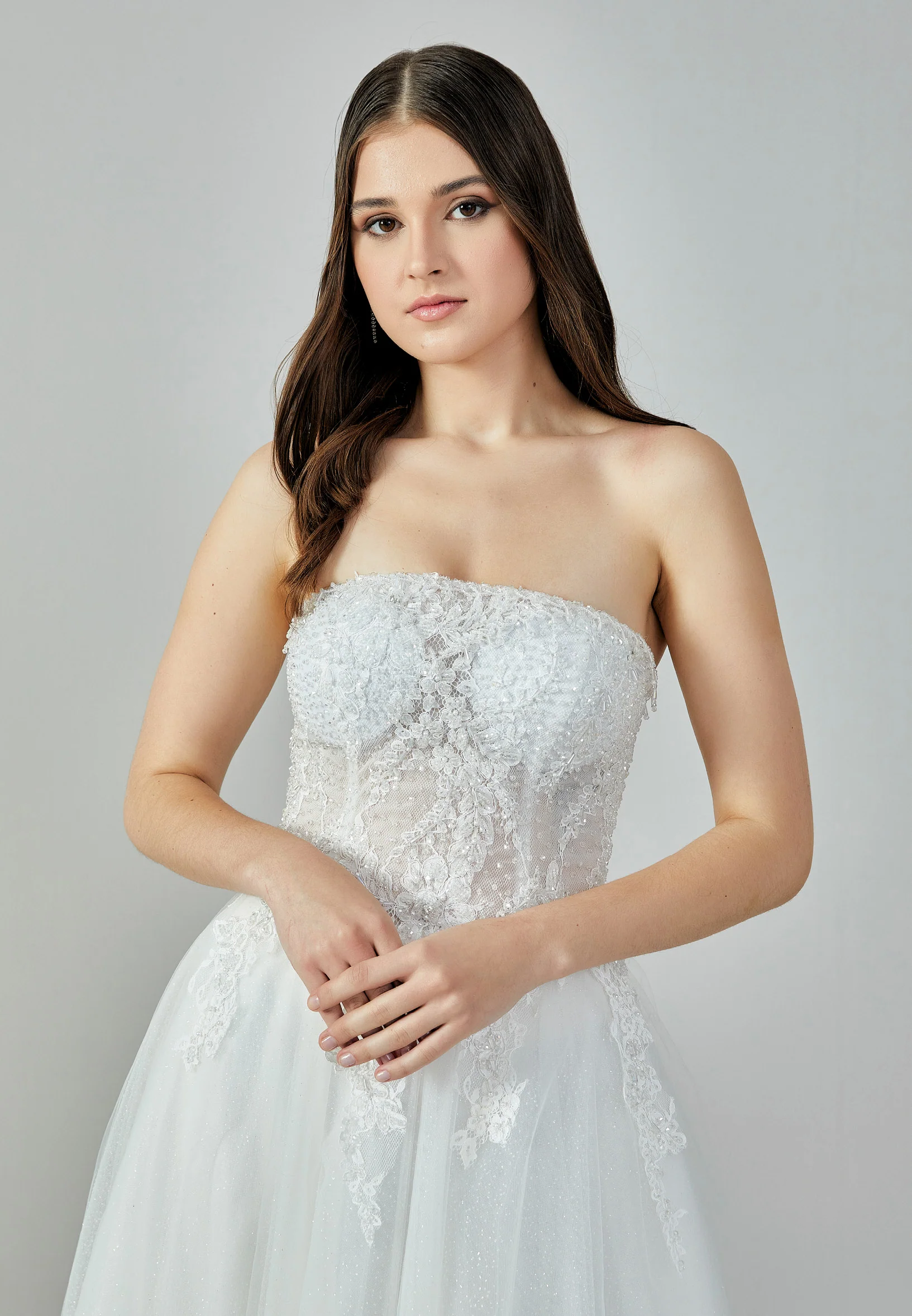Strapless Maxi Tulle Regular Wedding Dress nor22163 - Image 3