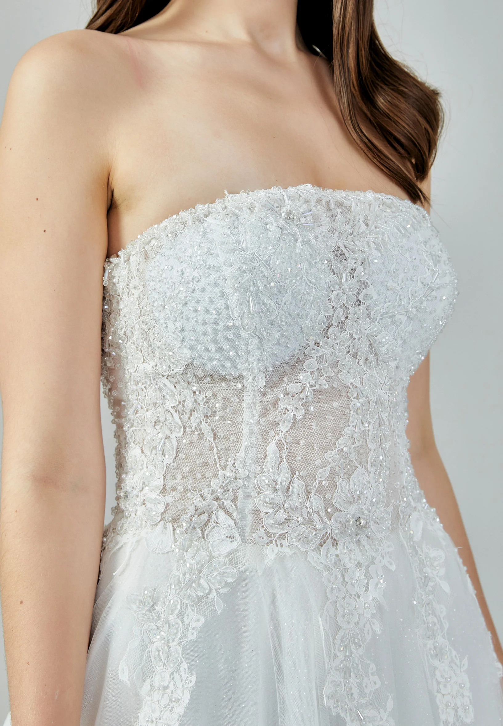 Strapless Maxi Tulle Regular Wedding Dress nor22163 - Image 4