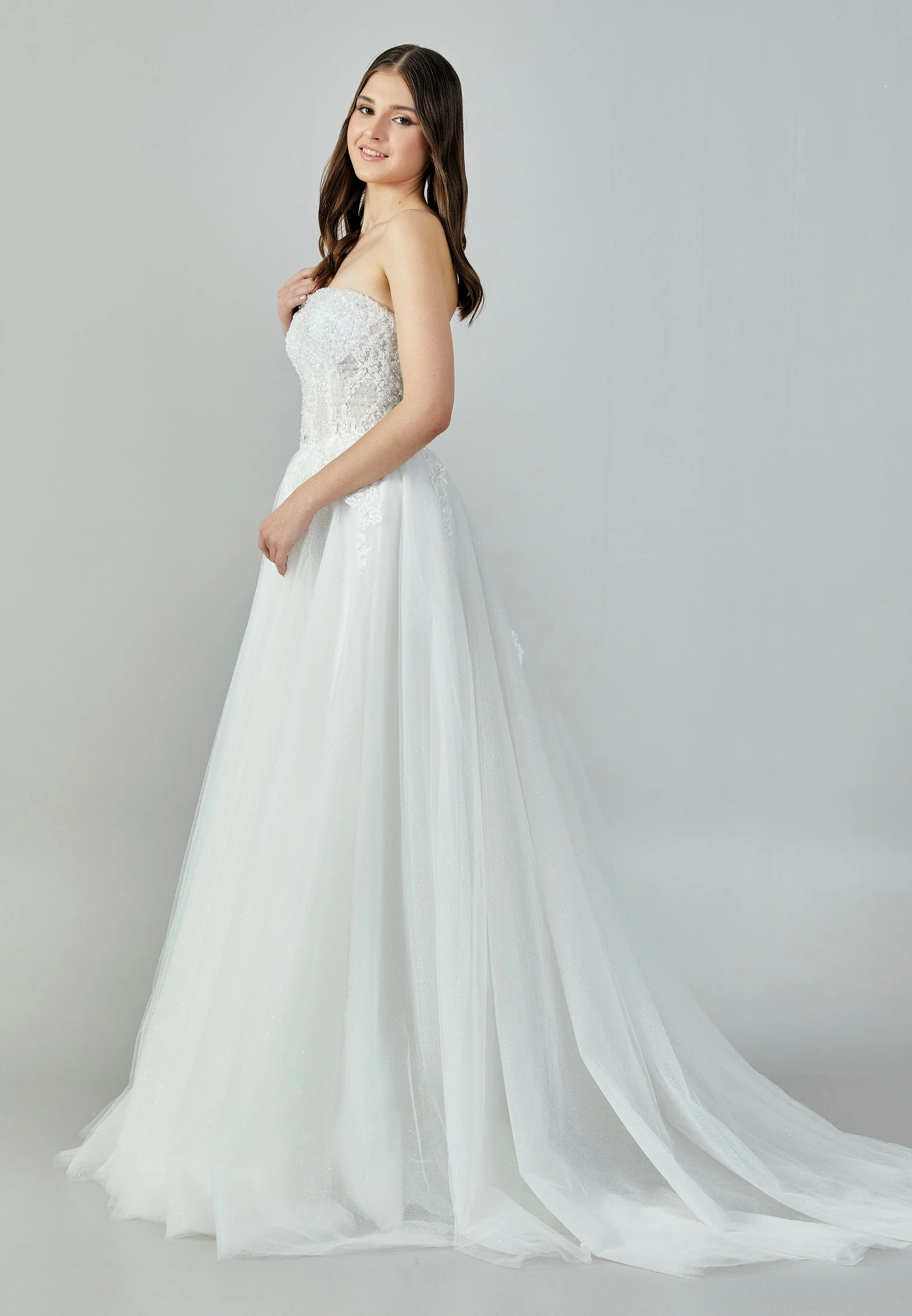Strapless Maxi Tulle Regular Wedding Dress nor22163 - Image 6