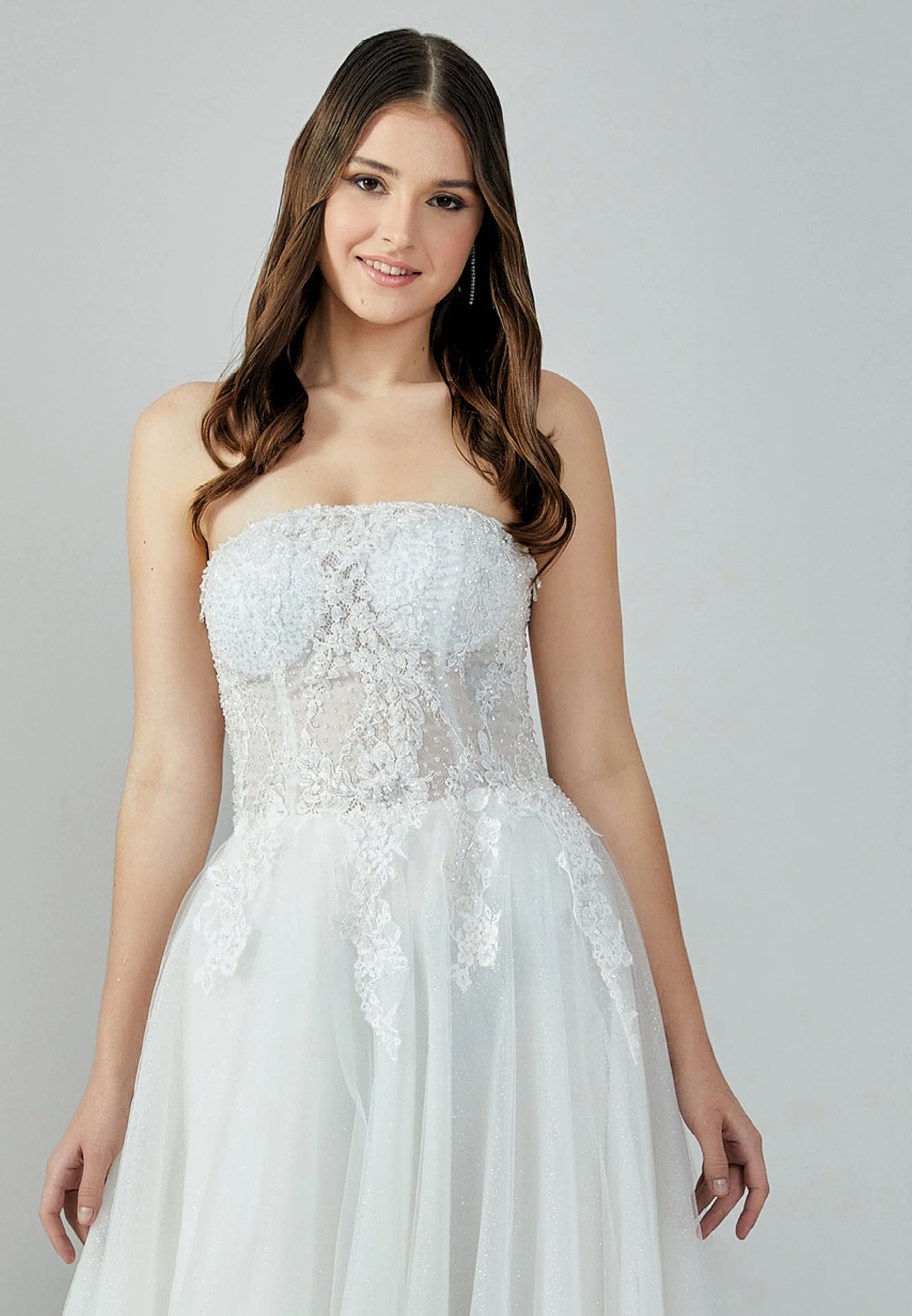 Strapless Maxi Tulle Regular Wedding Dress nor22163 - Image 7