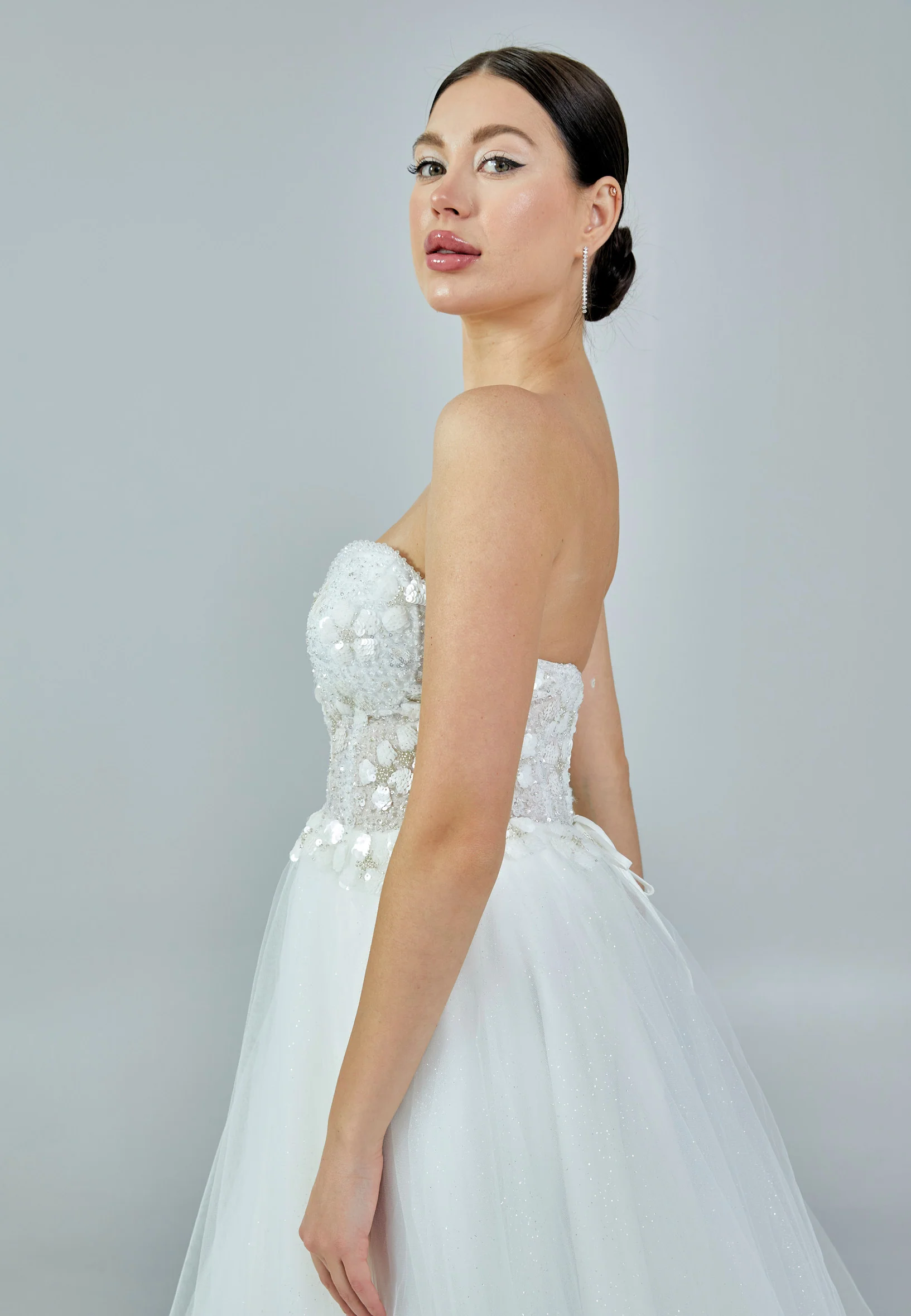 Strapless Maxi Tulle Regular Wedding Dress nor320 - Image 2