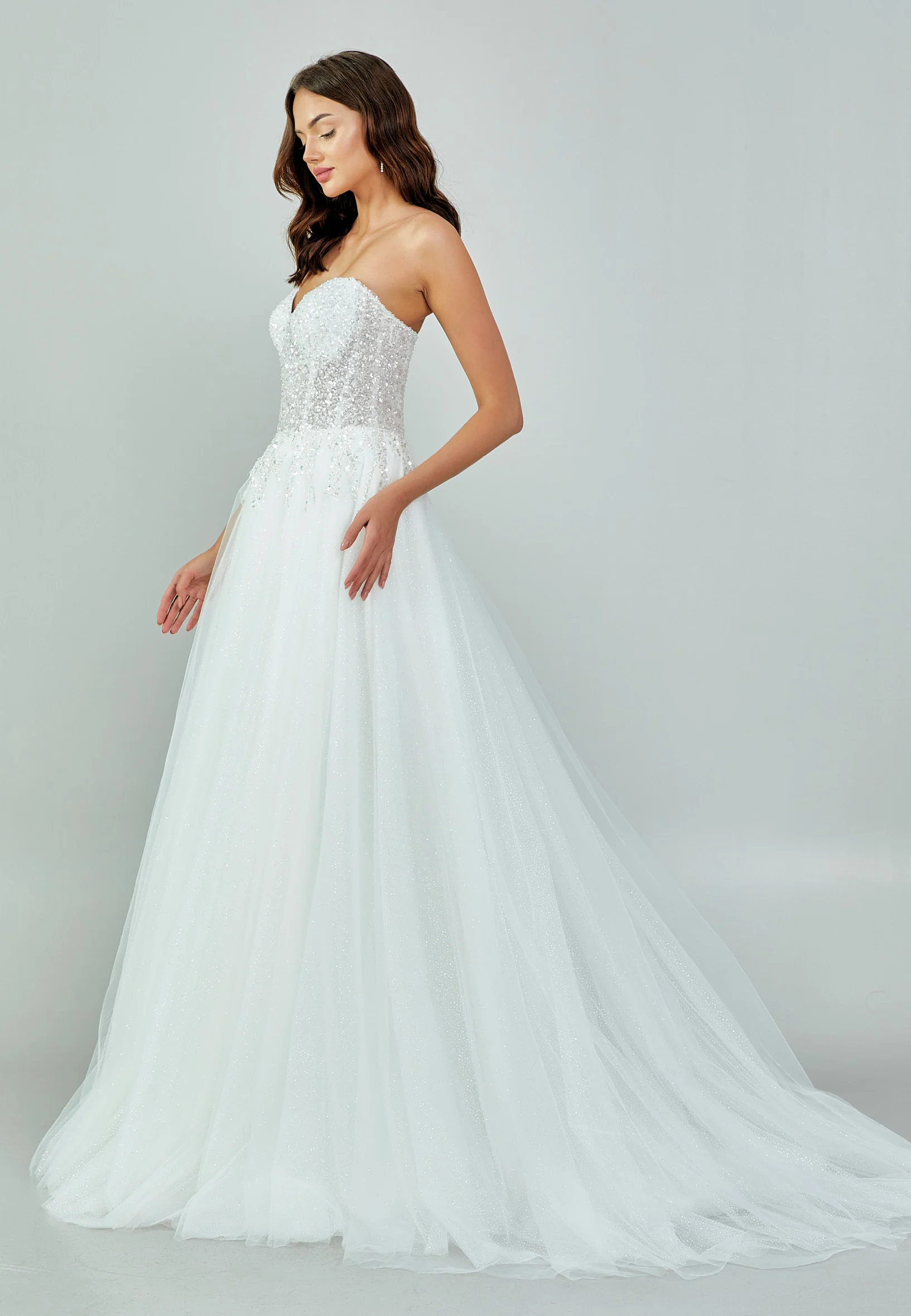 Strapless Maxi Tulle Regular Wedding Dress nor471