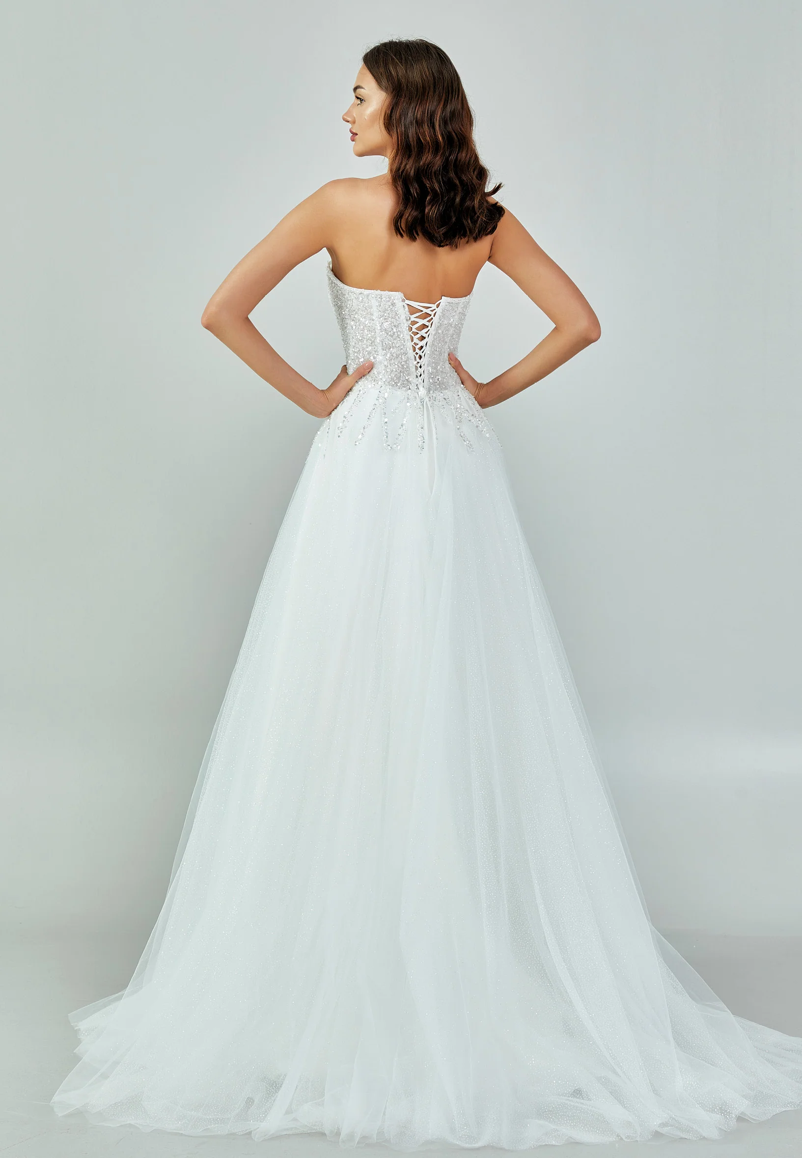 Strapless Maxi Tulle Regular Wedding Dress nor471 - Image 6