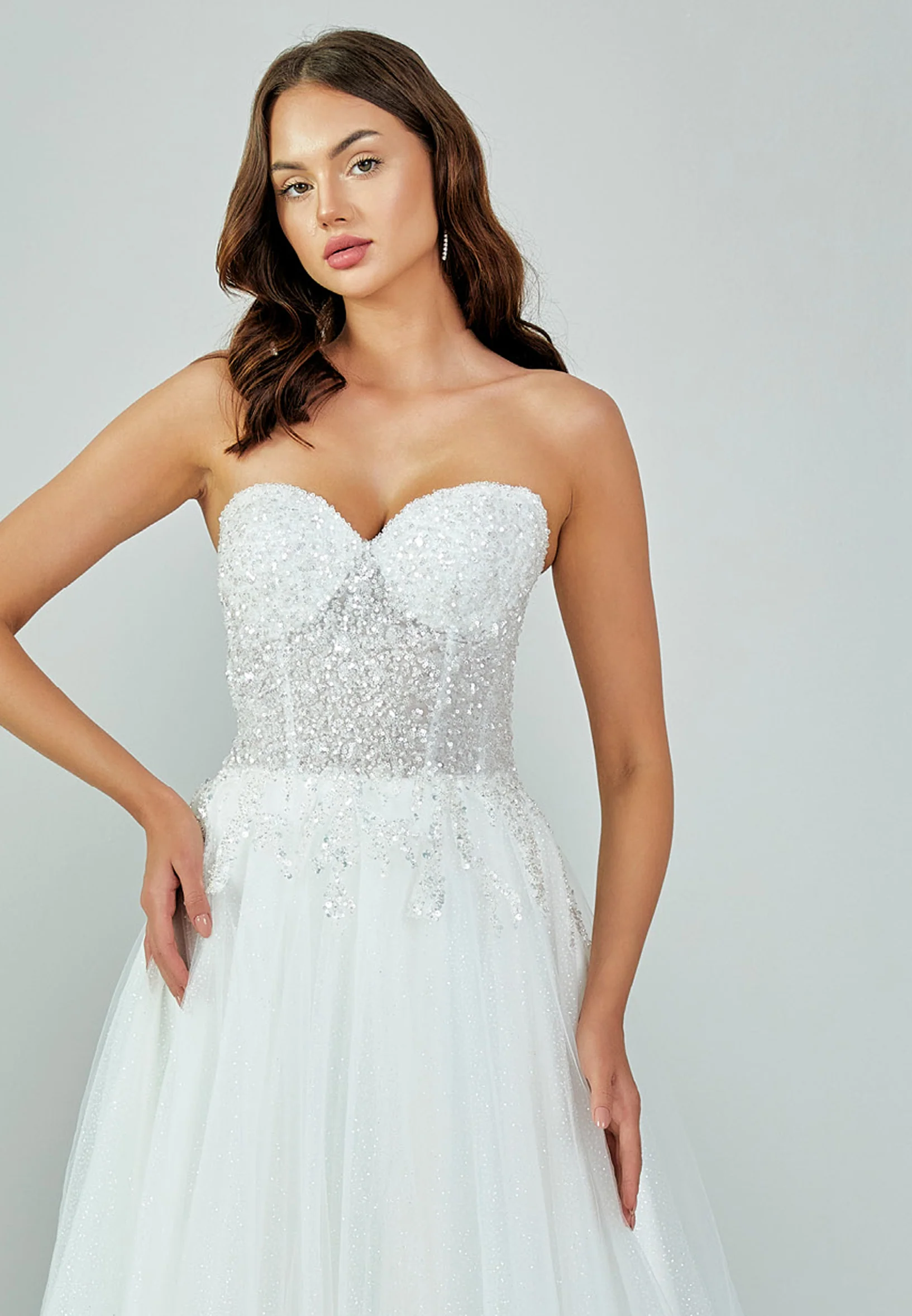 Strapless Maxi Tulle Regular Wedding Dress nor471 - Image 8