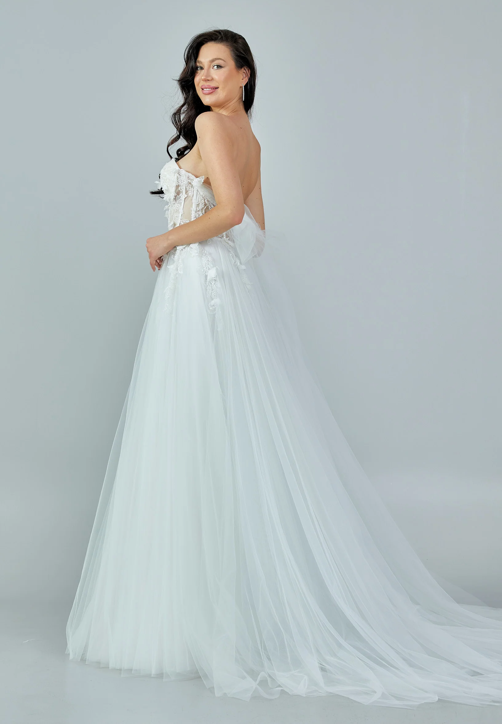 Strapless Maxi Tulle Regular Wedding Dress rlb1505 - Image 6