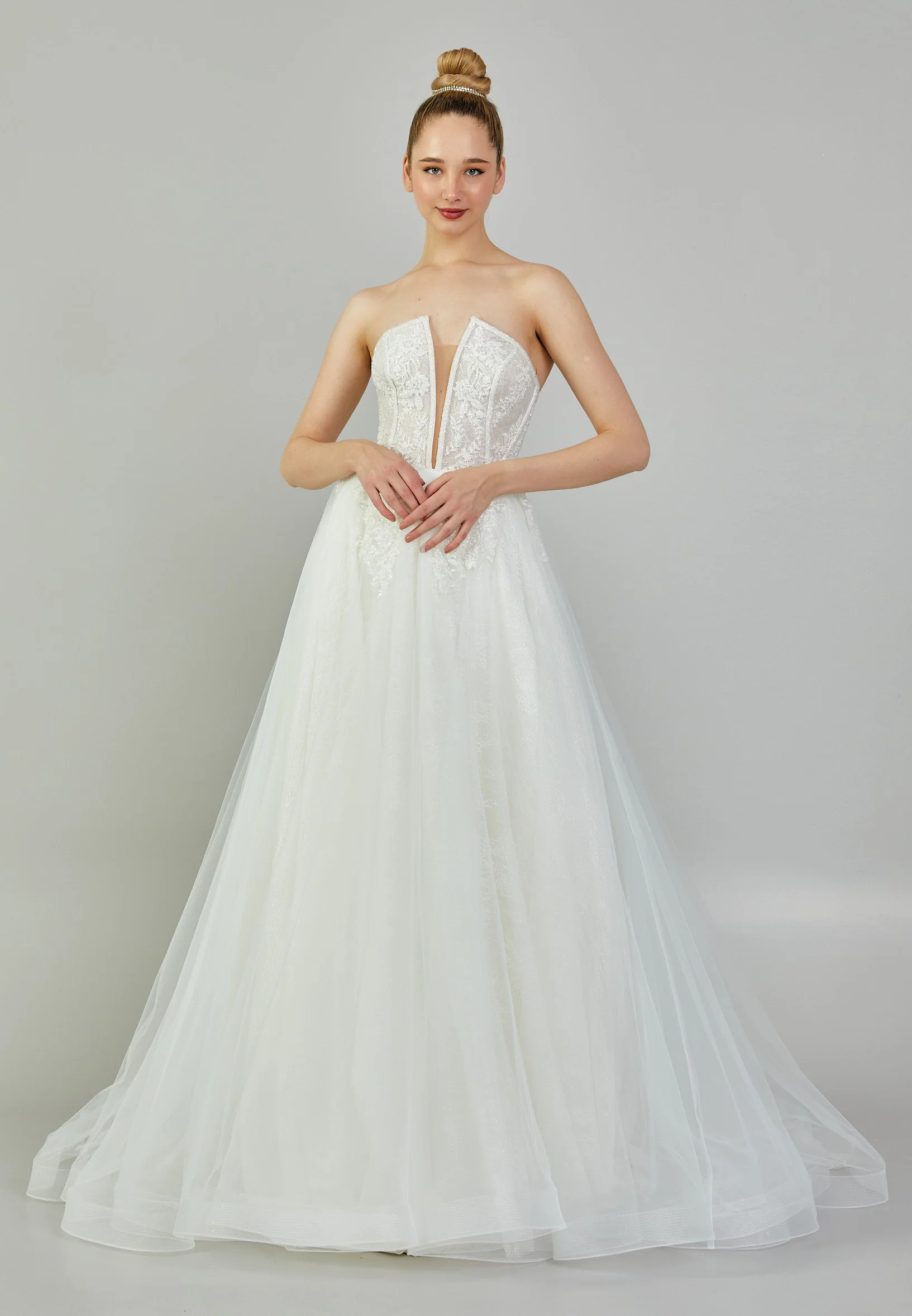 Strapless Maxi Tulle Regular Wedding Dress rlb1778
