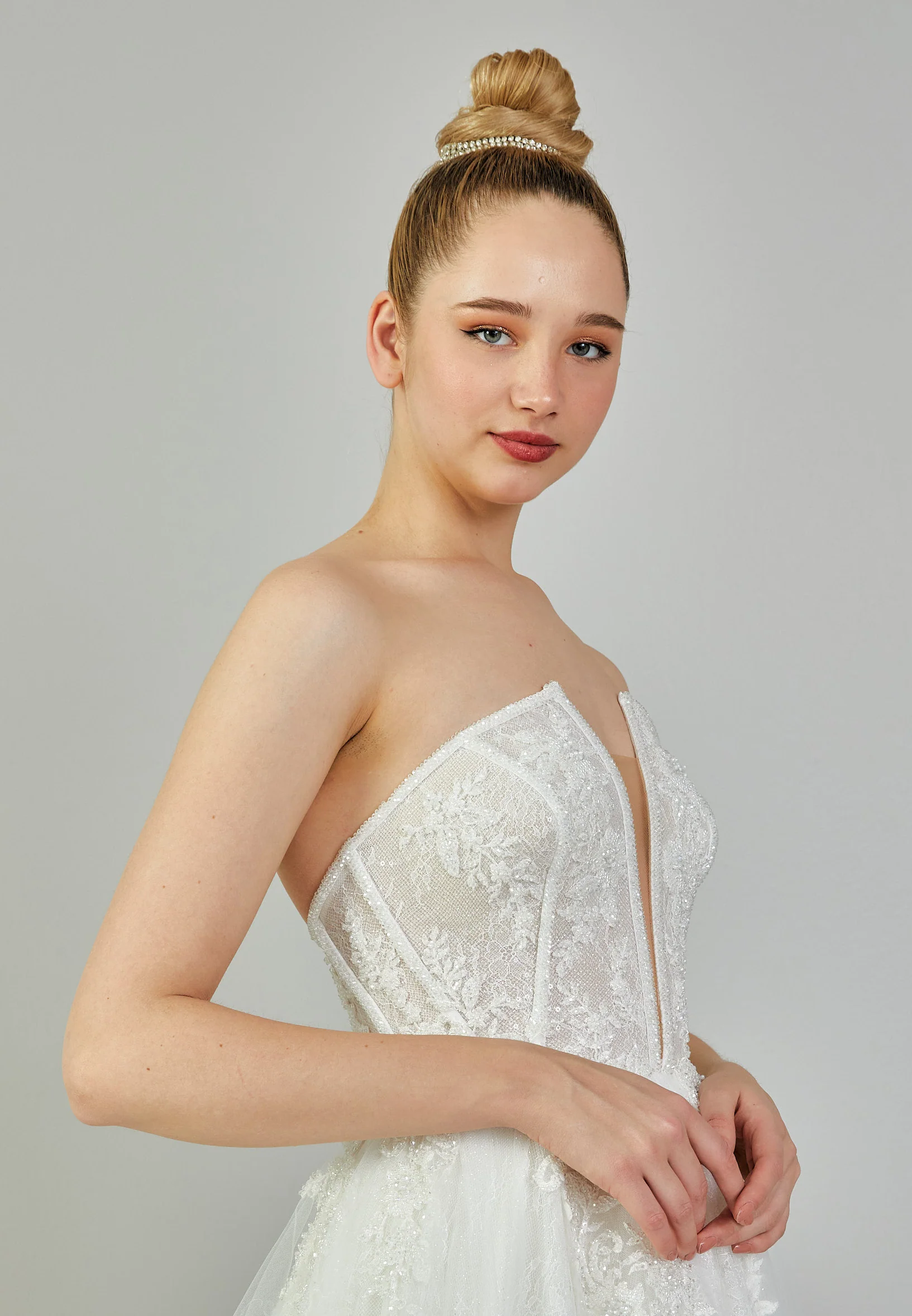 Strapless Maxi Tulle Regular Wedding Dress rlb1778 - Image 2