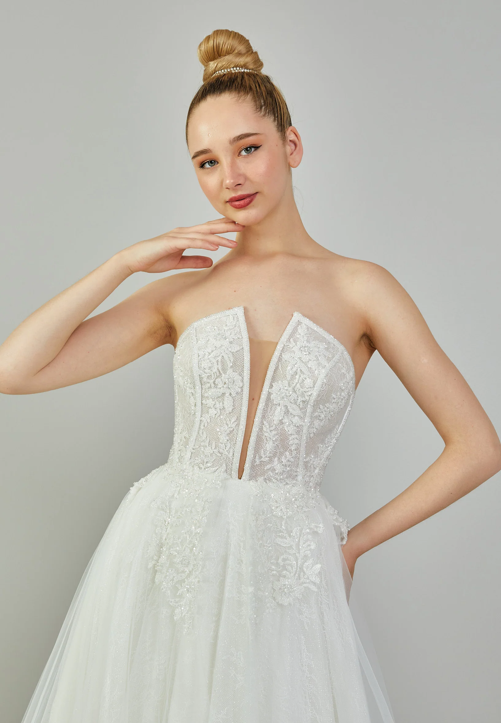 Strapless Maxi Tulle Regular Wedding Dress rlb1778 - Image 3